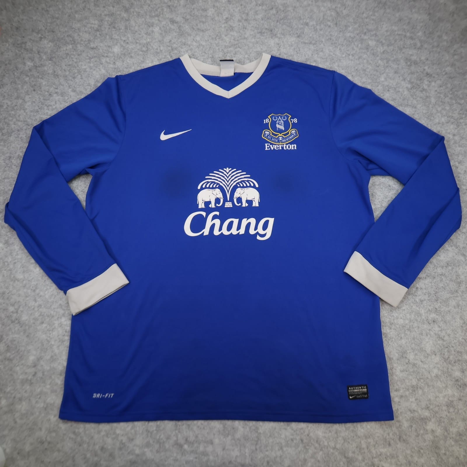 Everton Shirt 2XL Blue Home Kit 2012 2013 Nike Soccer Jersey Chang Longsleeve