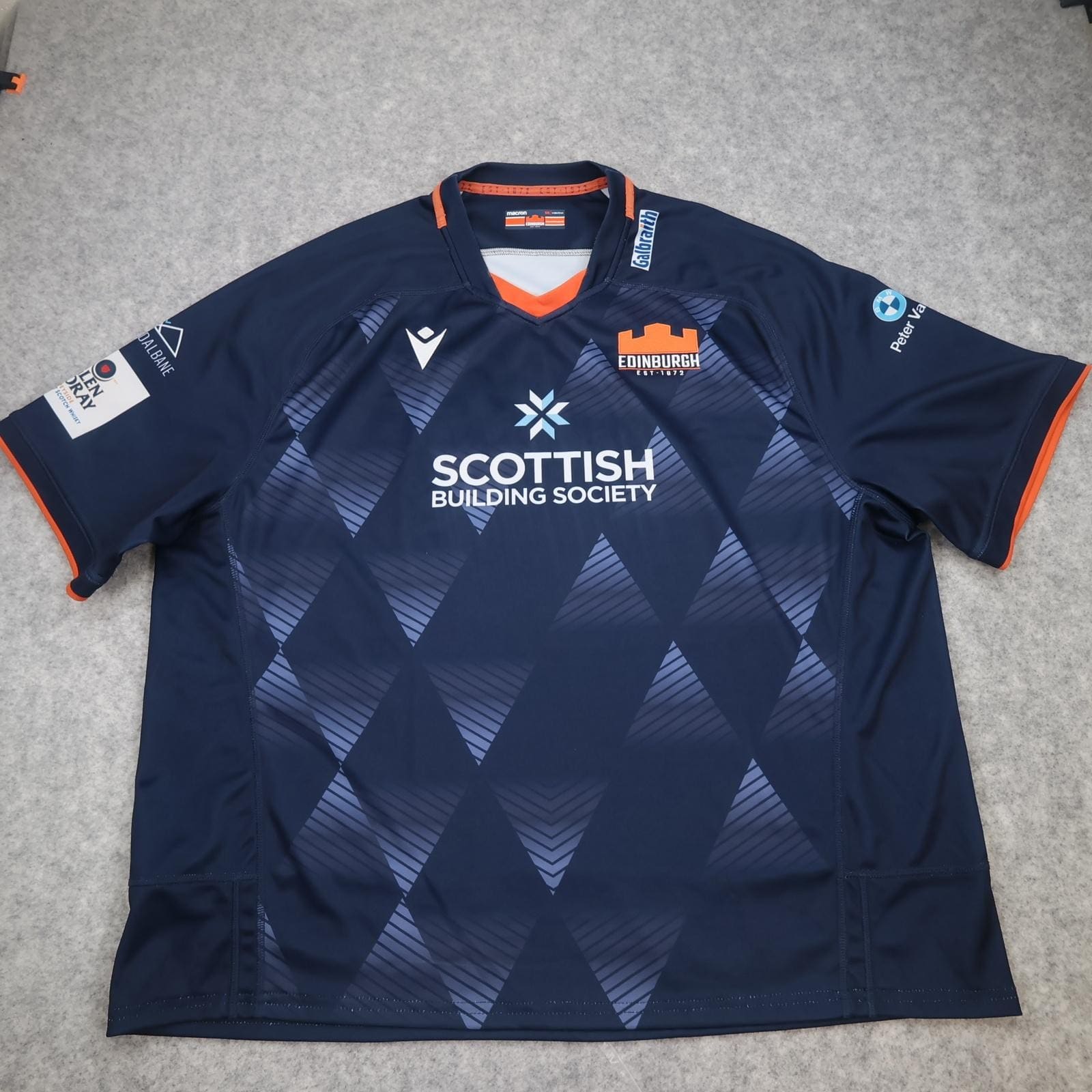 Edinburgh Rugby Shirt Mens 3XL Navy Rugby Union Macron Scottish 2022 2023 Jersey