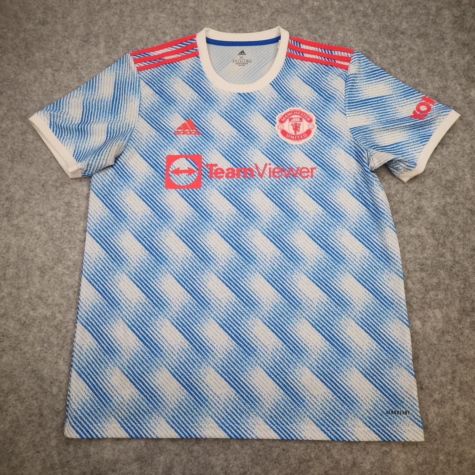 Manchester United Away Shirt Mens XL White 2021 2022 Adidas TeamViewer Jersey