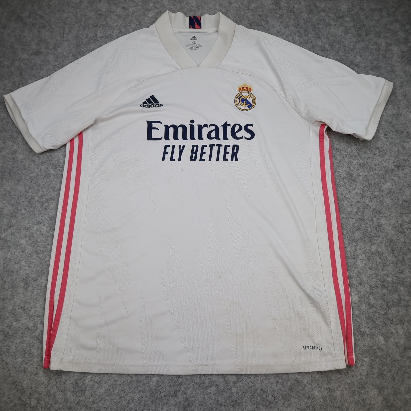 Real Madrid Shirt Mens XL White Home 2020 2021 Football Adidas Emirates Jersey