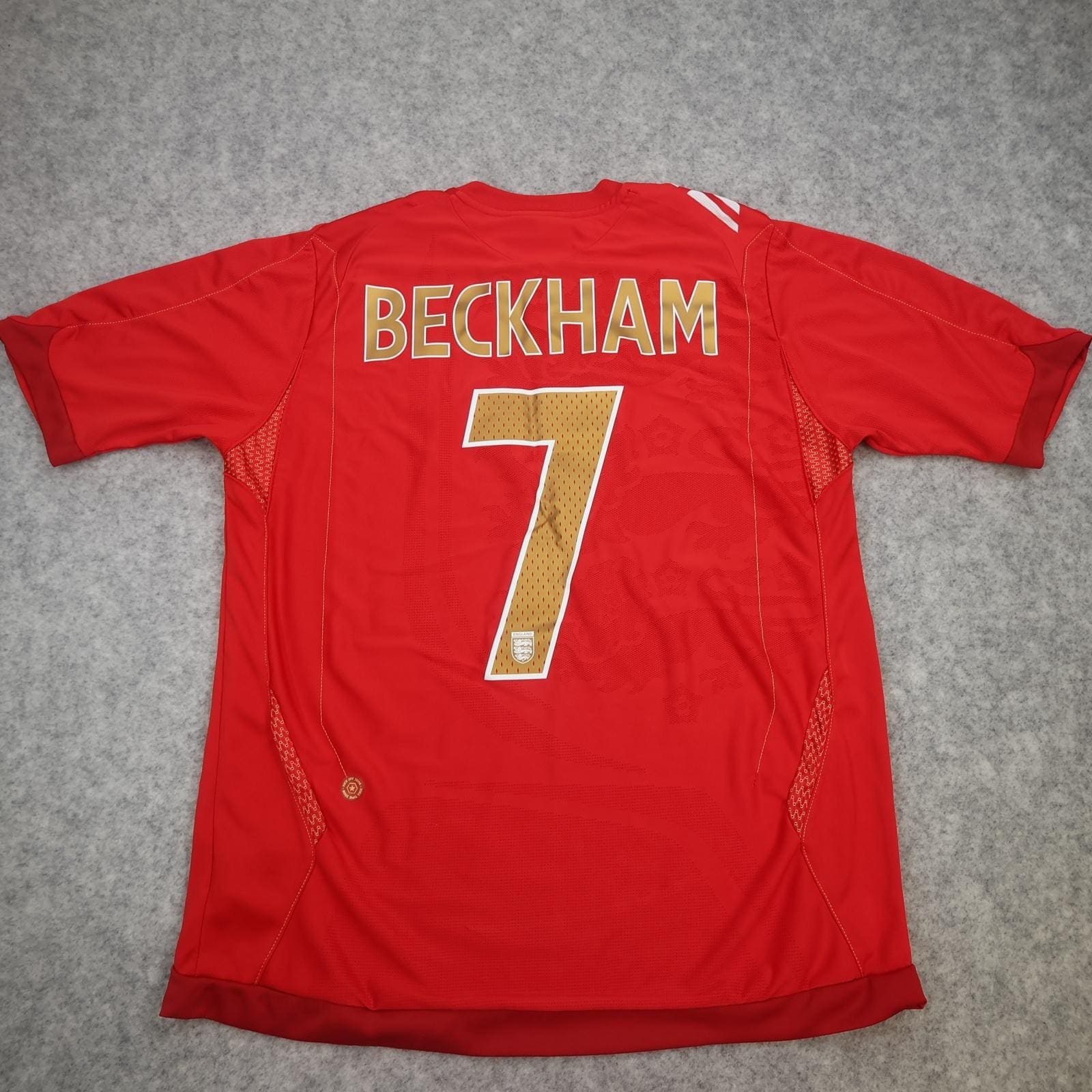 England Away Shirt Mens Large Red 2006 2008 Football Umbro Beckham 7 Jersey