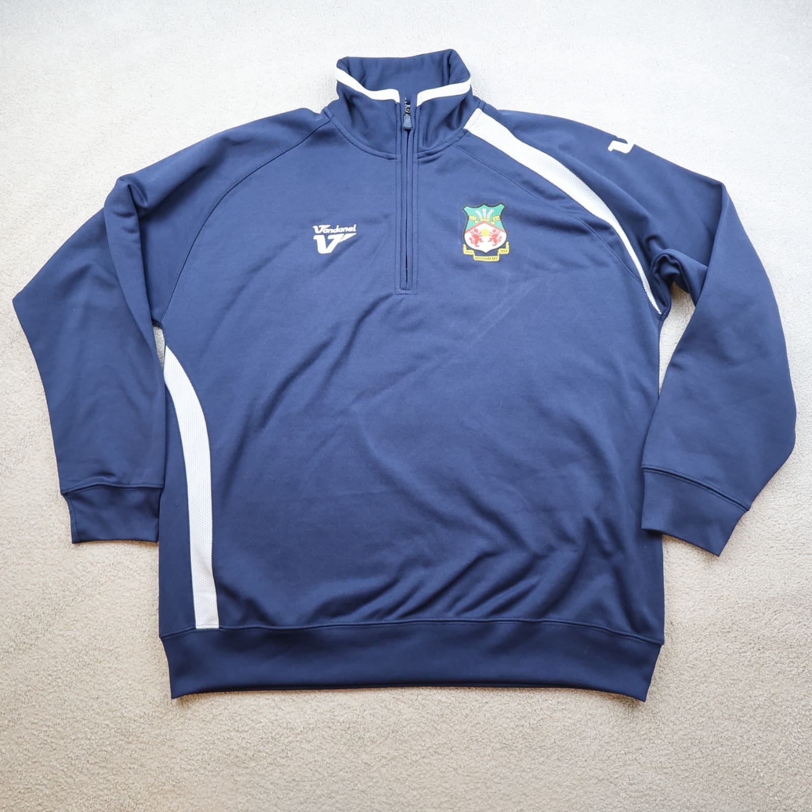 Wrexham Football Jumper Large Navy Pullover Sweatshirt Vandanel Soccer Jersey