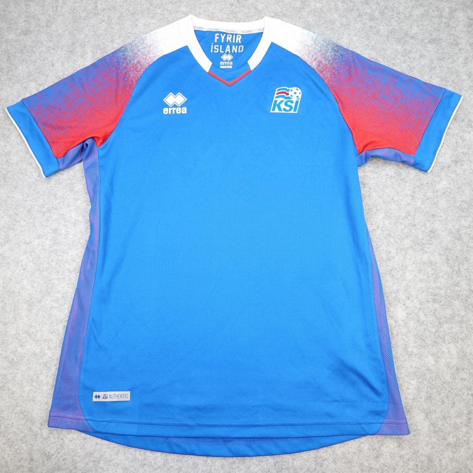 Iceland Home Shirt Mens XL Blue 2018 2019 Football Errea KSI Authentic Jersey