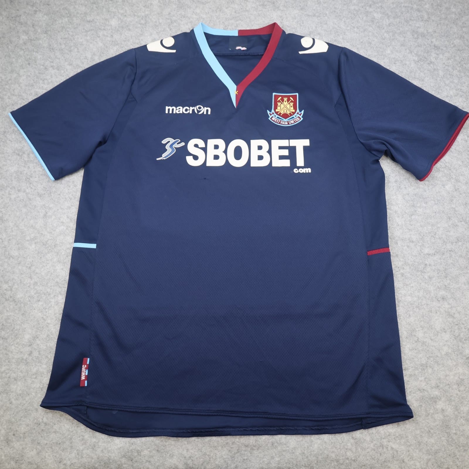 West Ham Away Shirt Extra Large Navy 2012 2013 Macron Soccer Jersey 44"