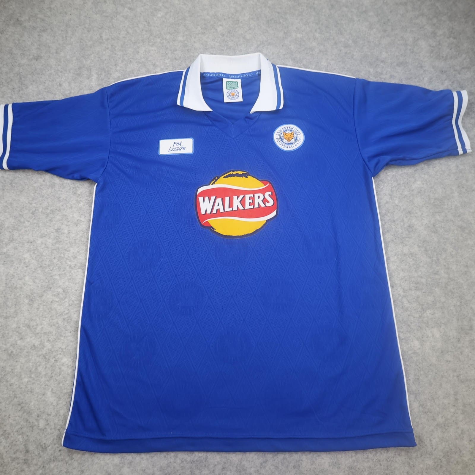 Leicester City Shirt Mens Large Blue Home 1998 2000 Score Draw Walkers Jersey