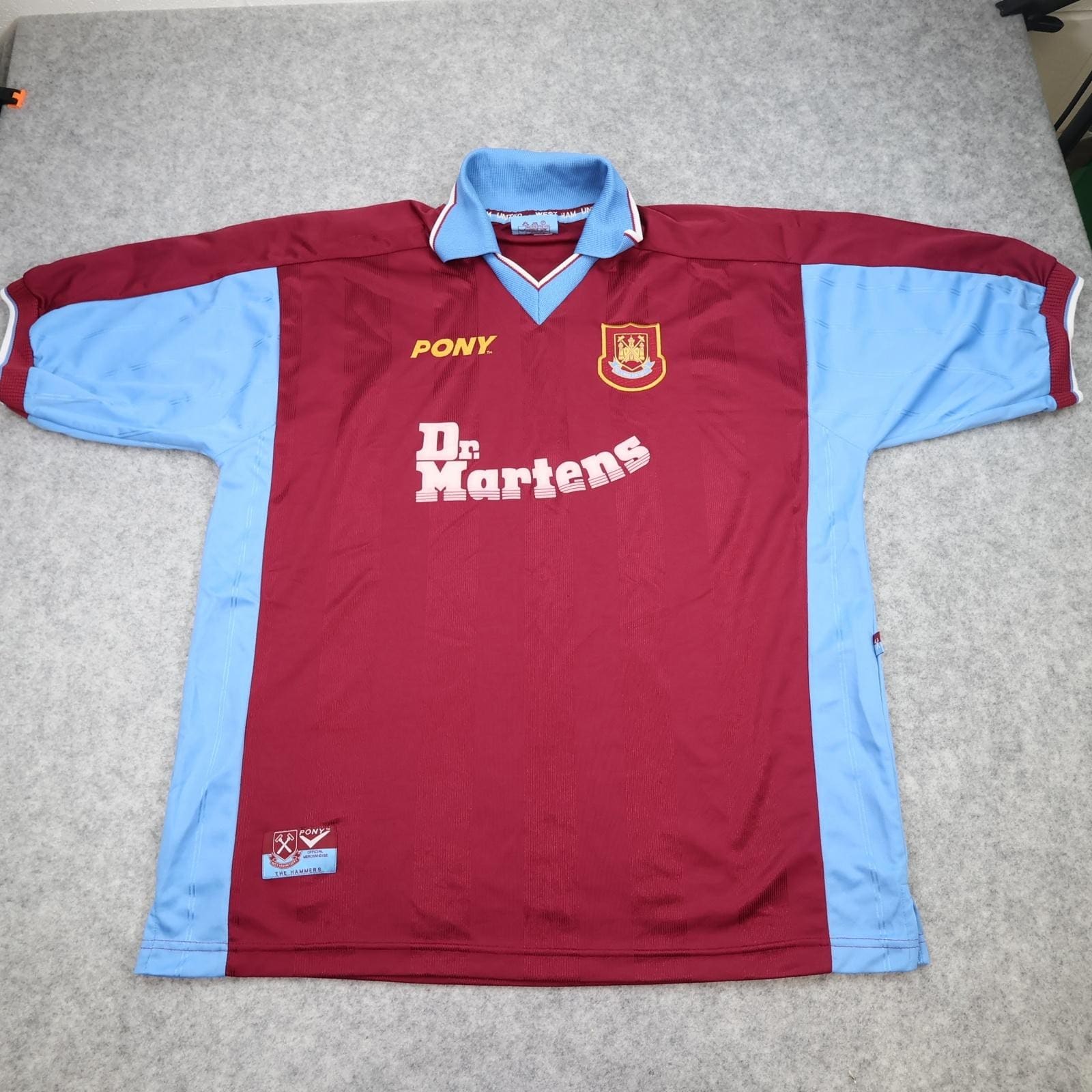 Vintage West Ham United Shirt Mens XL Red Home 1998 1999 Pony Dr Martens Jersey