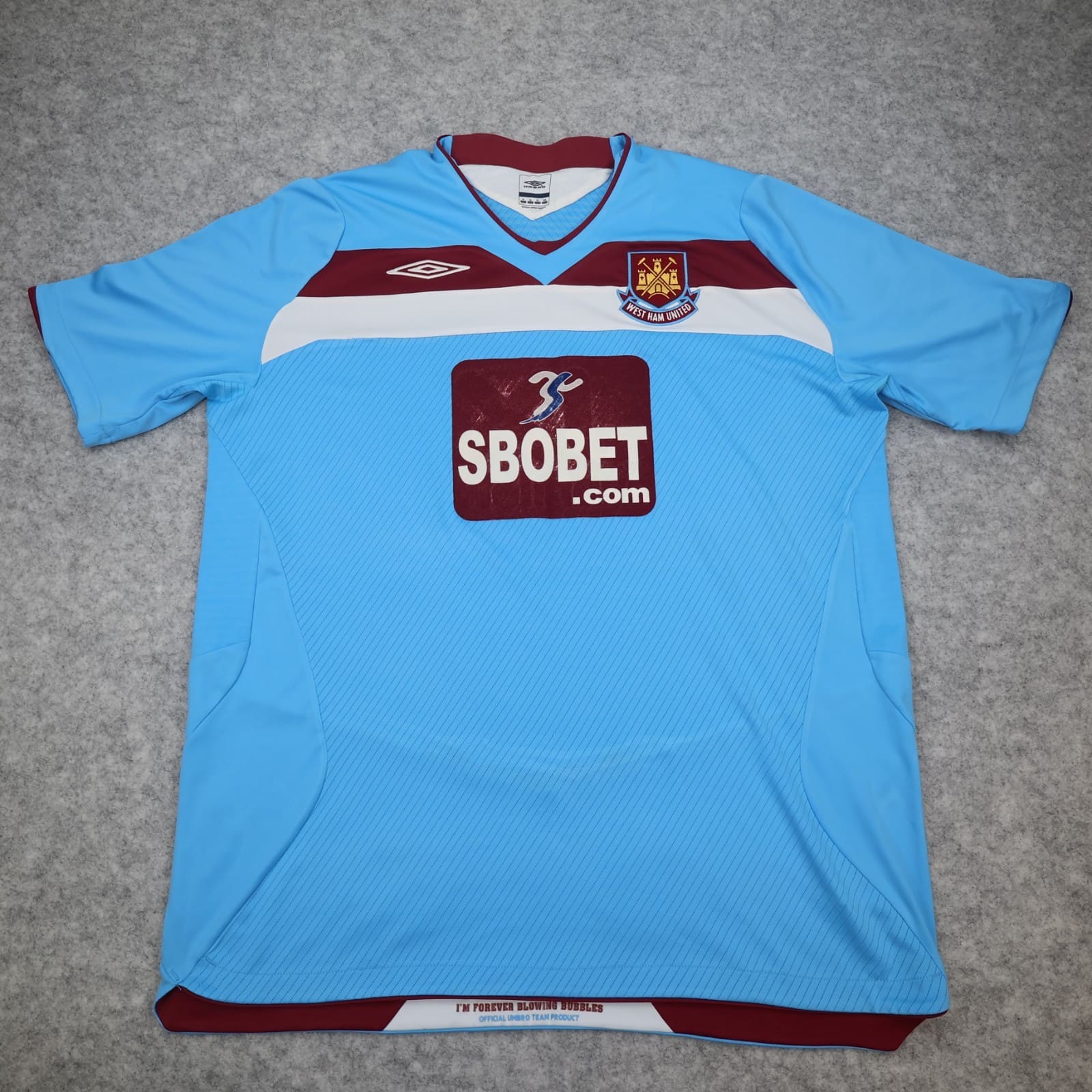 West Ham Shirt Extra Large Blue 2008 2009 Umbro Away Shirt Soccer Jersey