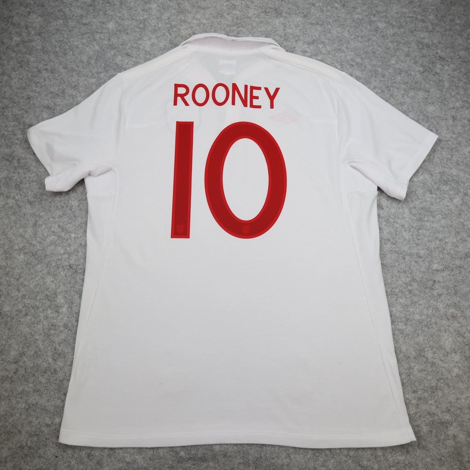 England Football Shirt Large White Home Kit Umbro 2009 2010 44 Wayne Rooney