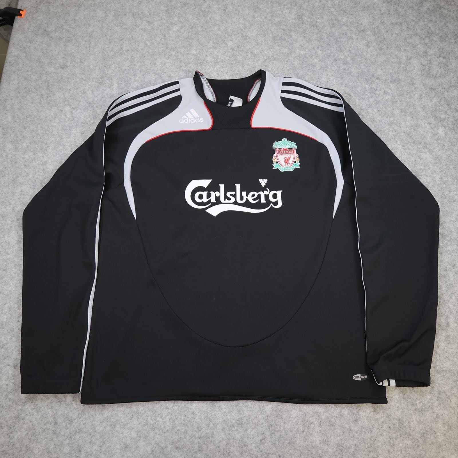 Liverpool Drill Top Mens Large Black Training Adidas Carlsberg 2008 2009