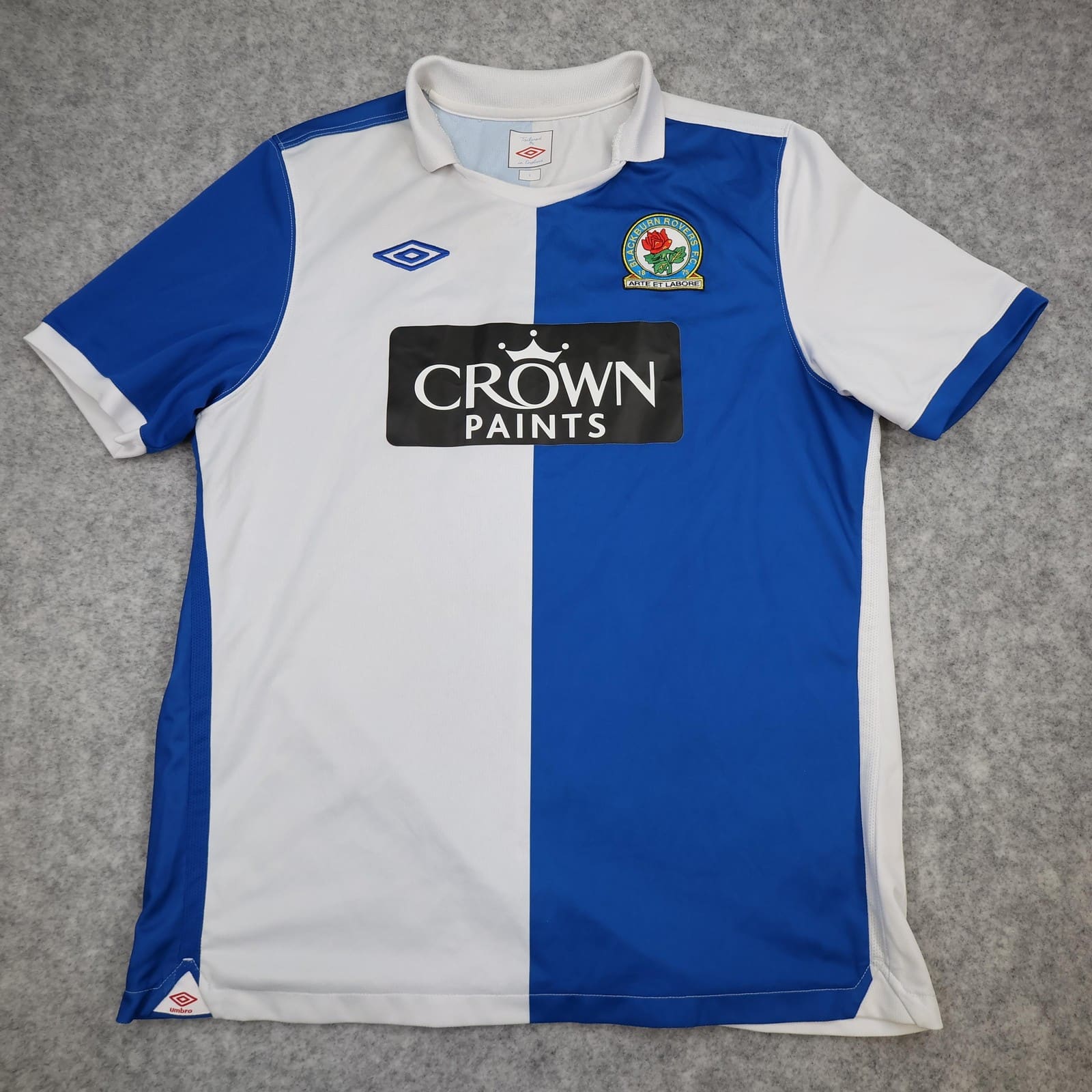Blackburn Rovers Shirt Mens Large Blue White Home 2009 2010 Umbro Crown Paints
