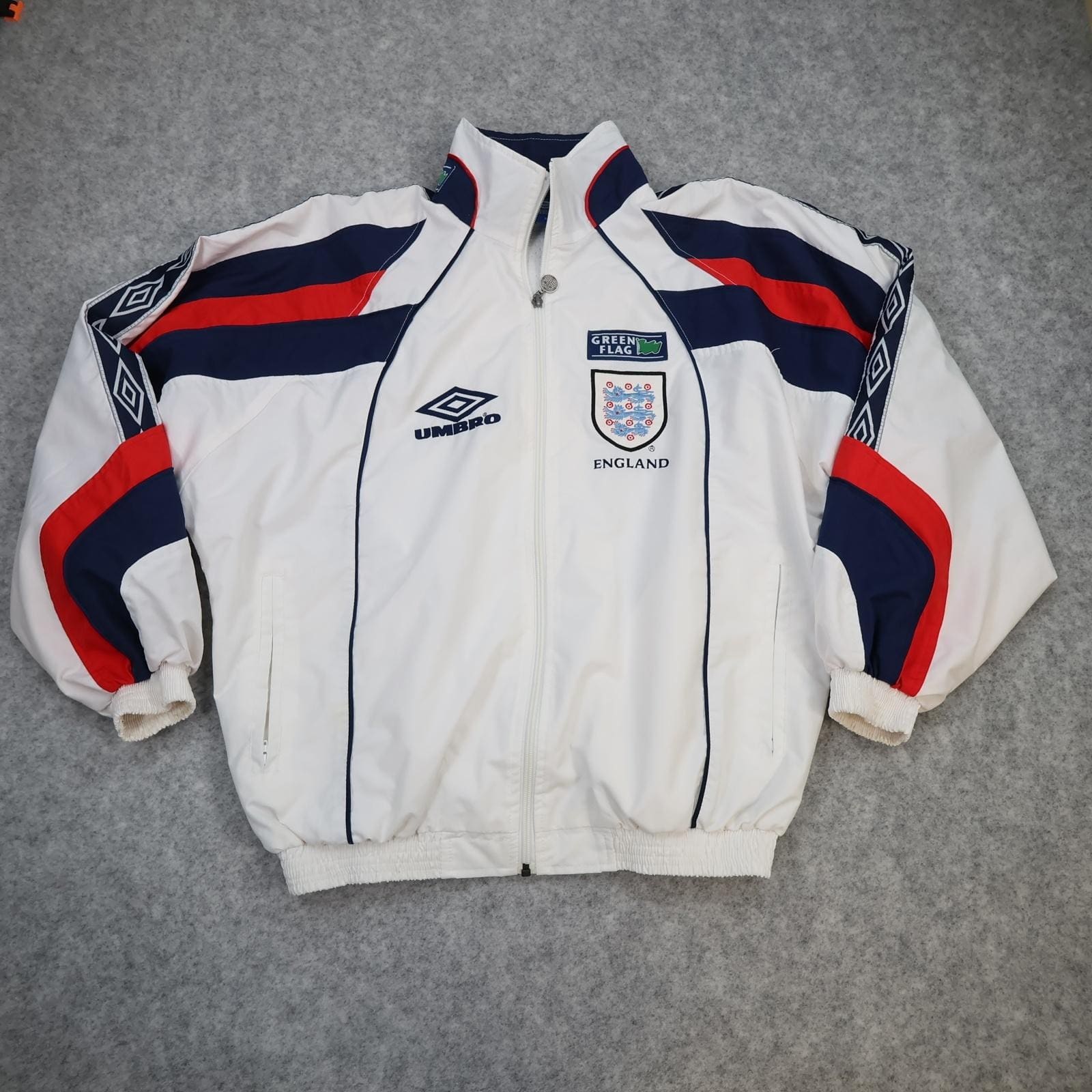 Vintage England Jacket Mens Small White 1998 2000 Umbro Green Flag 90s