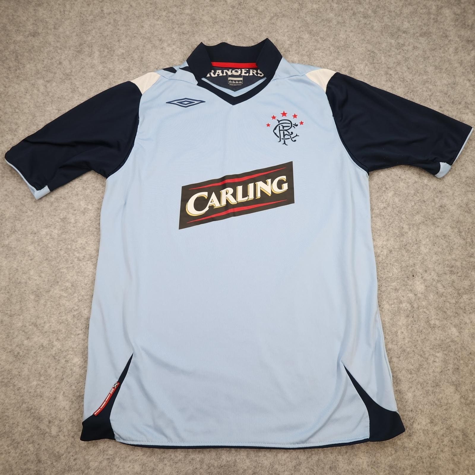 Rangers Shirt Mens Medium Light Blue Third 2006 2007 Umbro Carling Jersey