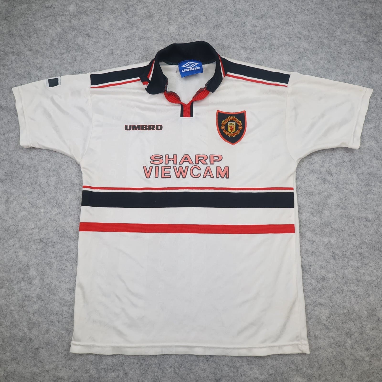 Vintage Manchester United Shirt Kids Large White Away Kit 1997 1999 Umbro Jersey