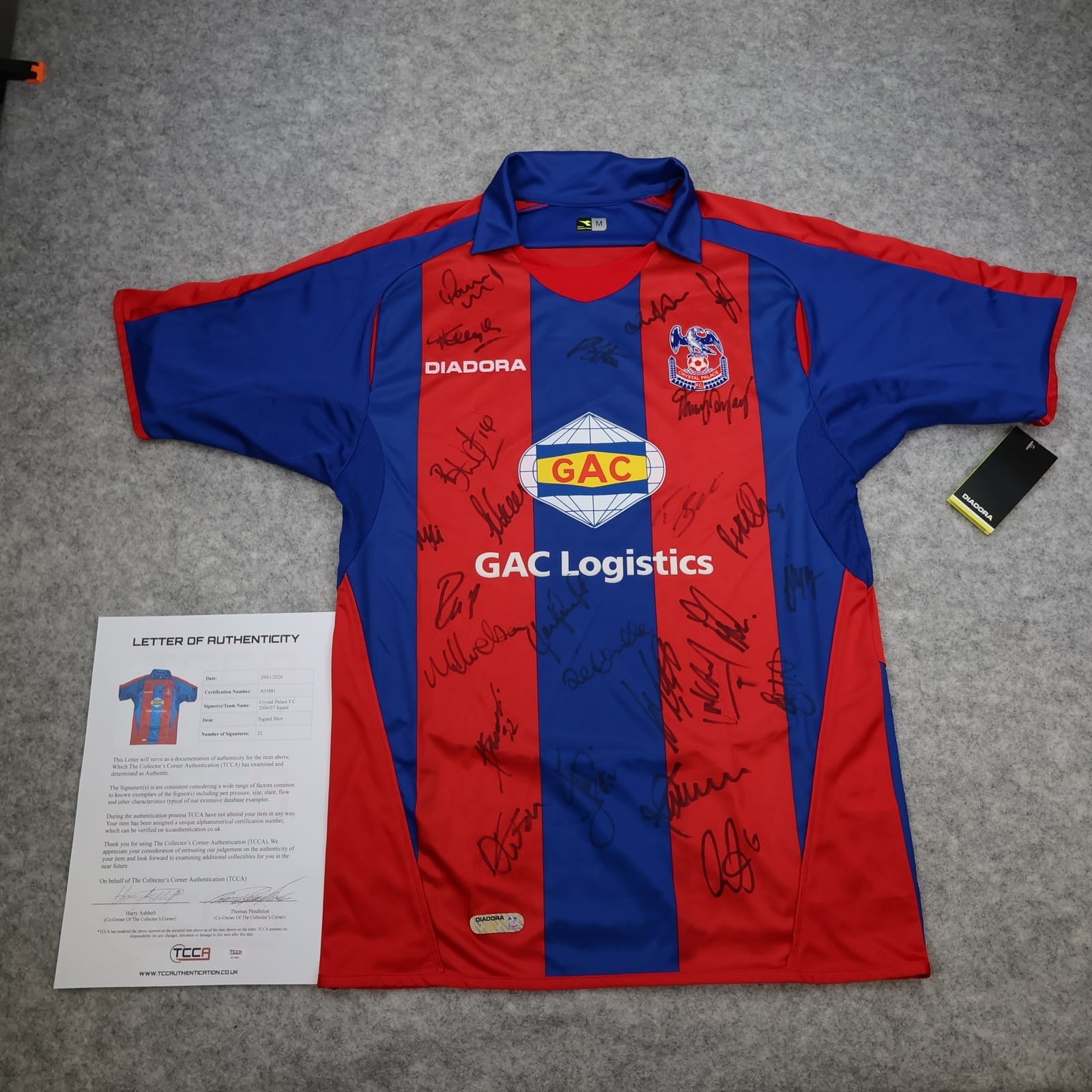 Crystal Palace Shirt Medium Home Kit 2006 2007 Squad Signed COA Included
