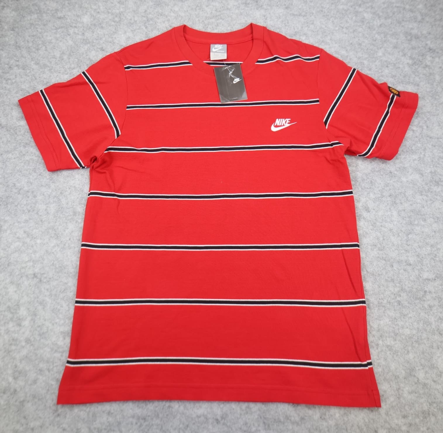 Manchester United Shirt Medium Red Polo Top Nike 1/4 Zip Striped MUFC