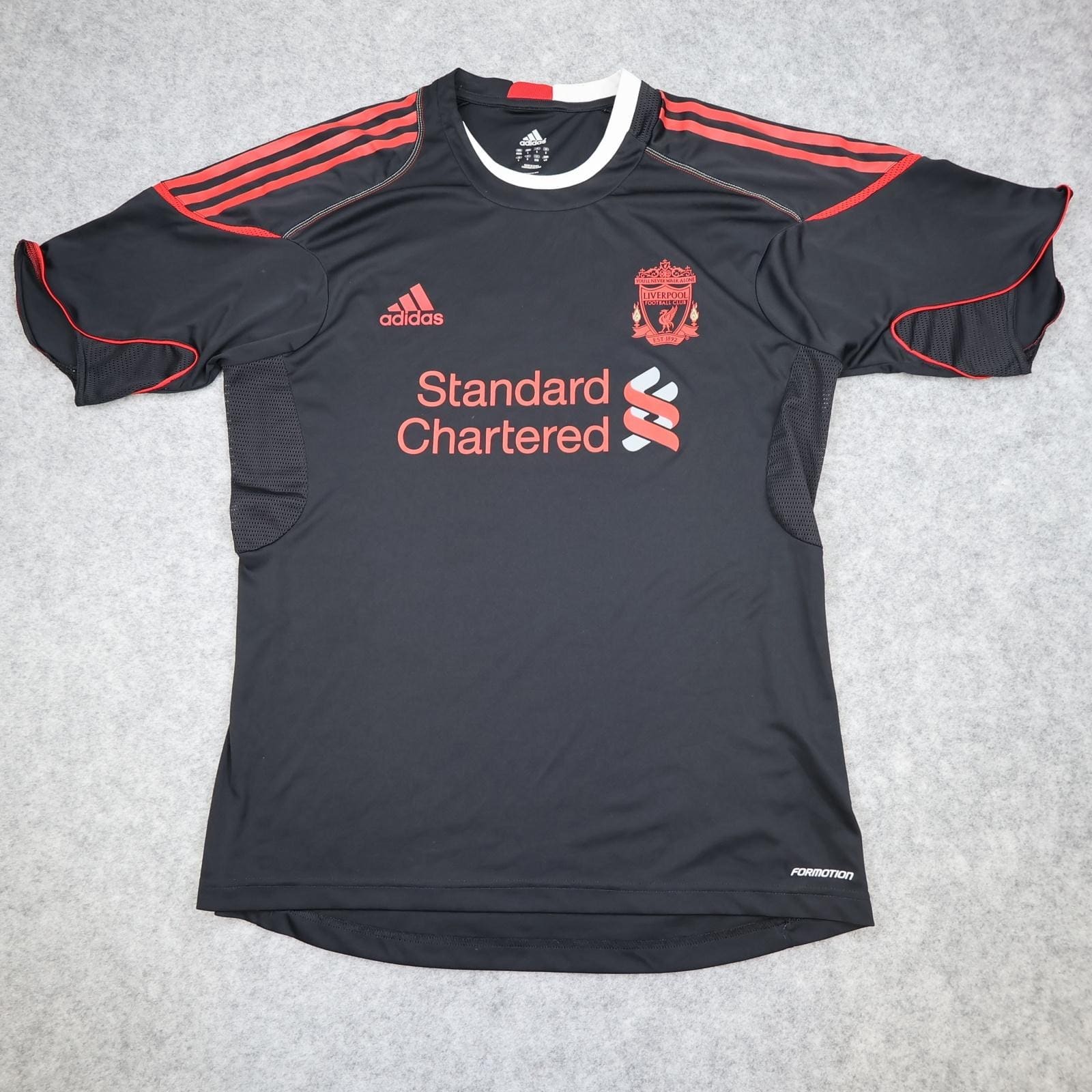 Liverpool Shirt Mens Large Black Adidas Standard Chartered 2010 2011 Training