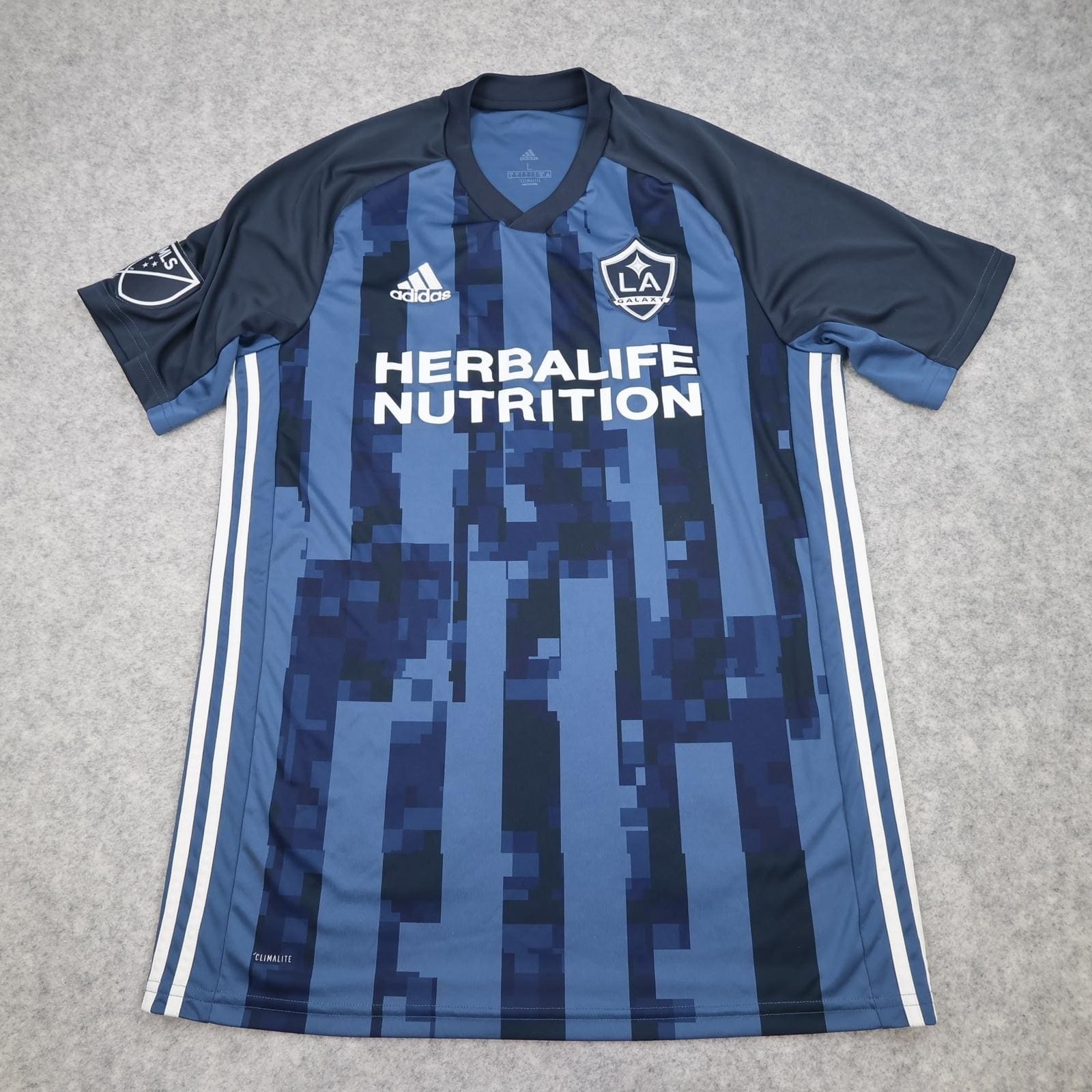 LA Galaxy Shirt Mens Large Blue Away 2019 2020 MLS Football Adidas Herbalife