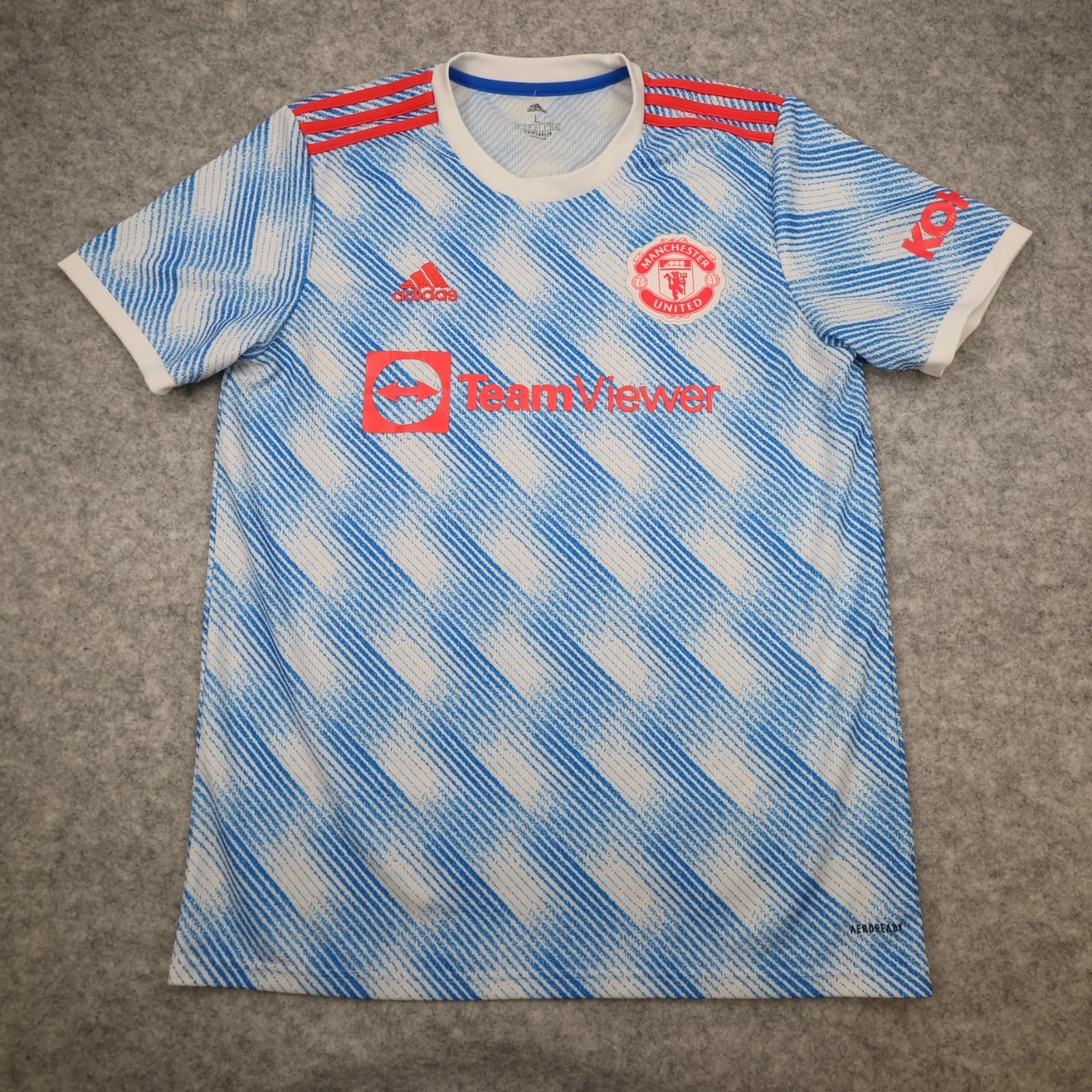 Manchester United Shirt Large Blue Away Kit 2021 2022 Adidas Football Jersey