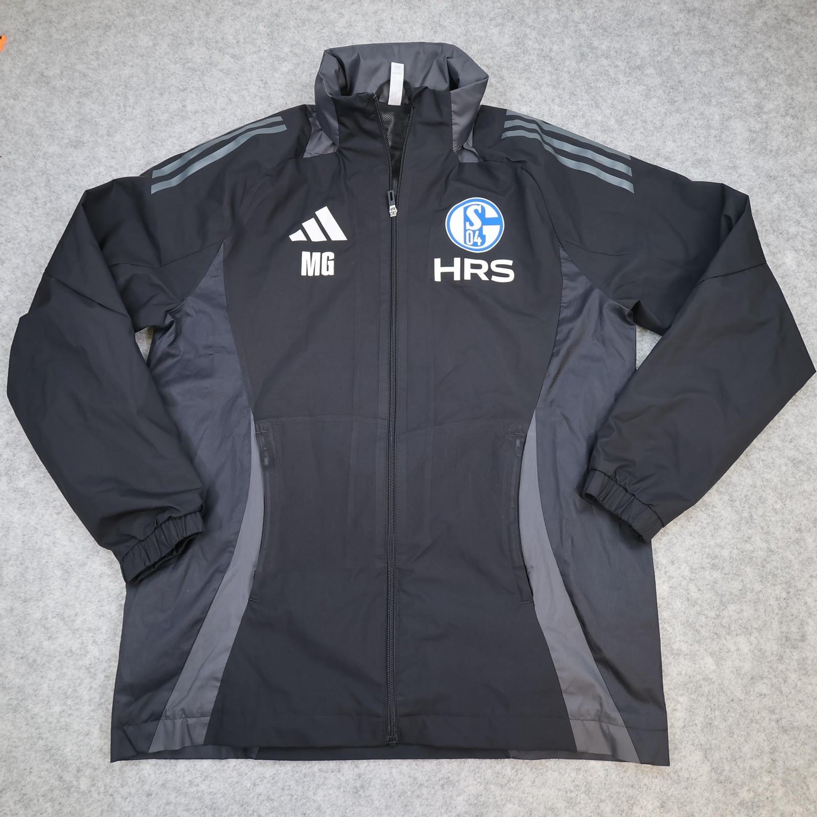 FC Schalke 04 Jacket Mens Medium Black Football Soccer Adidas Tracksuit Training