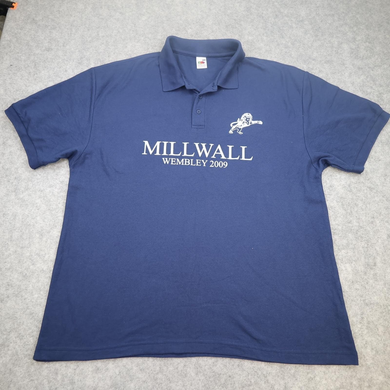 Millwall Shirt Mens 3XL Blue Wembley 2009 Football Fruit Of The Loom Polo