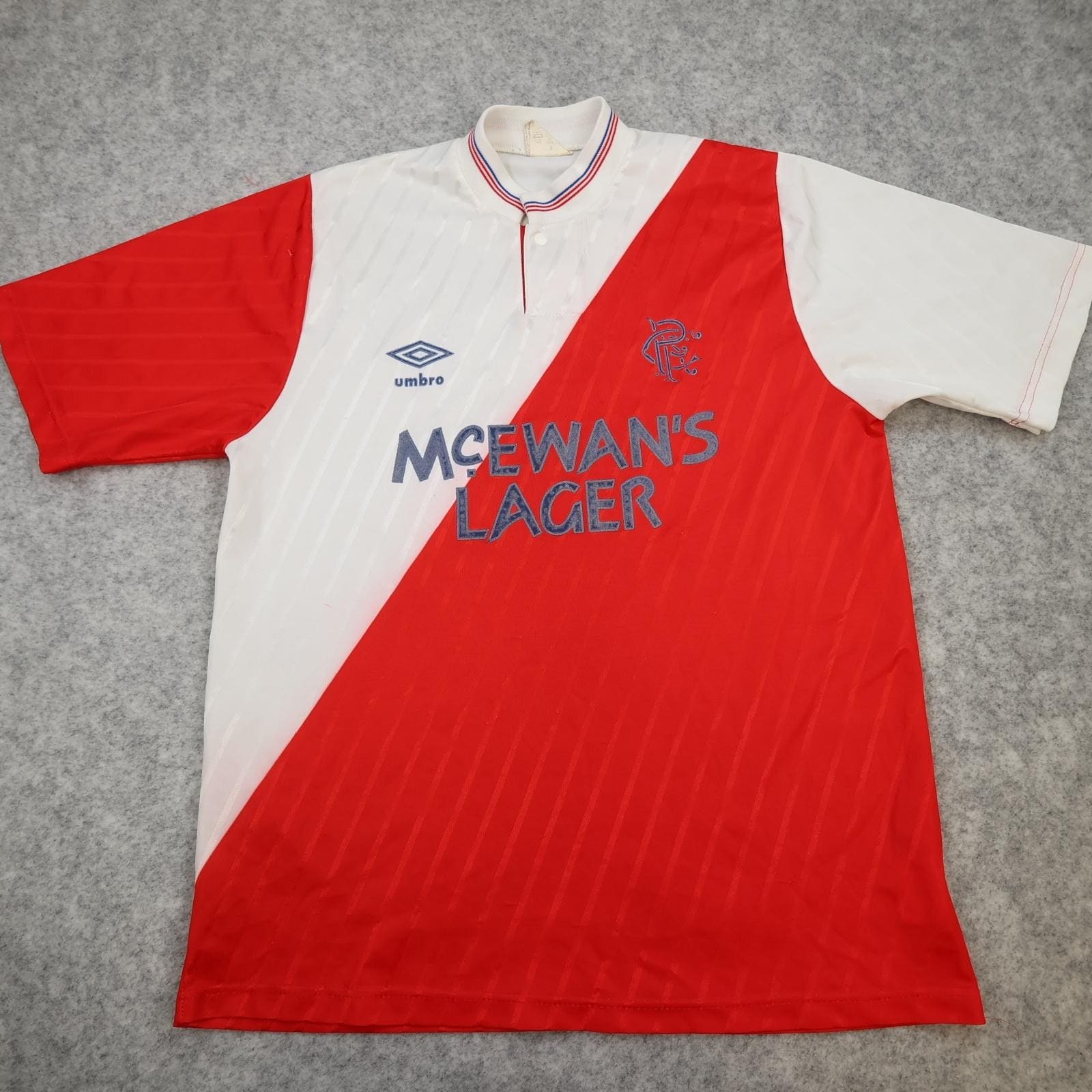 Vintage Rangers Shirt Mens Small White Red Away 1987 1990 Umbro McEwan's Lager
