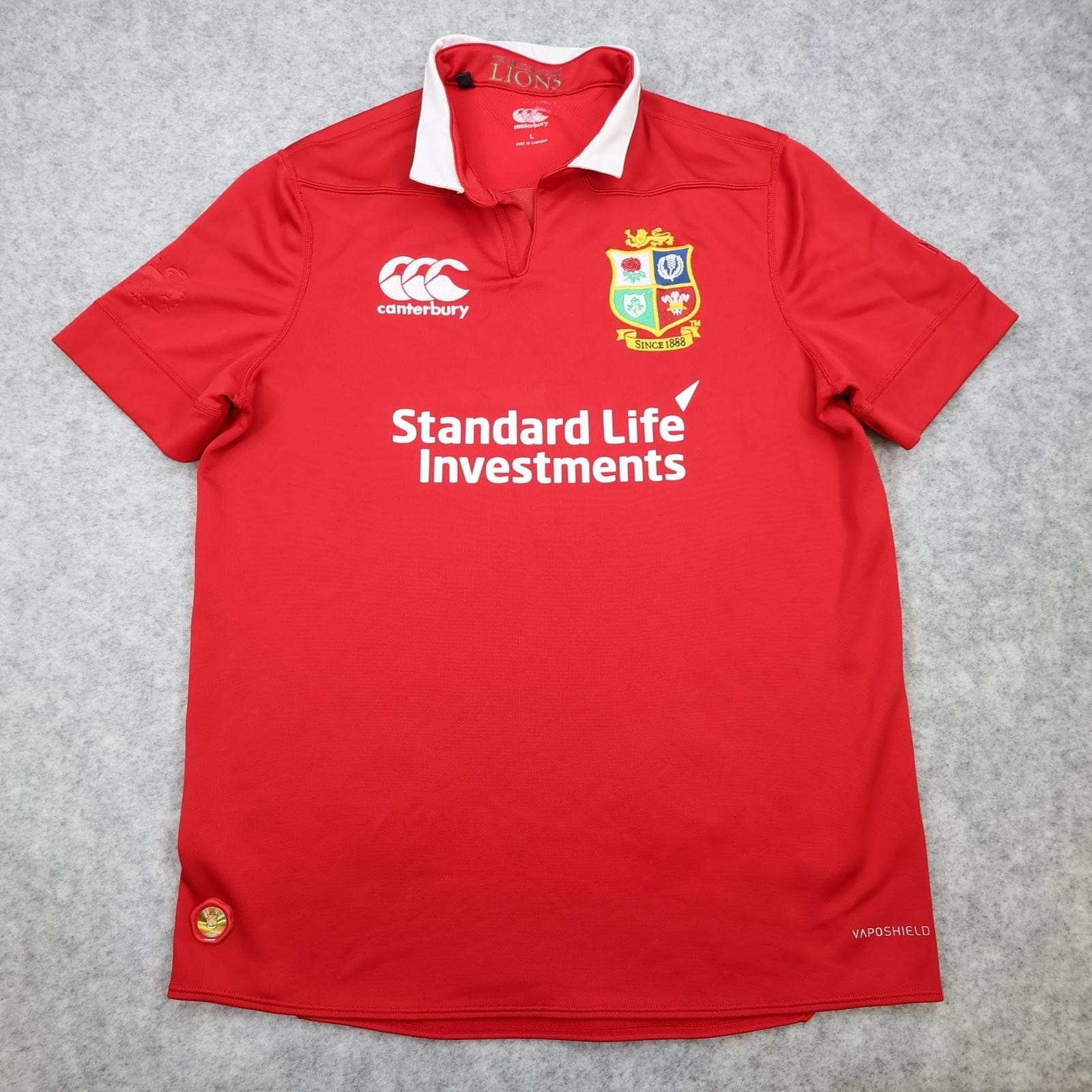 British Lions Rugby Shirt Mens Large Red Rugby Union Canterbury Vaposhield 2017