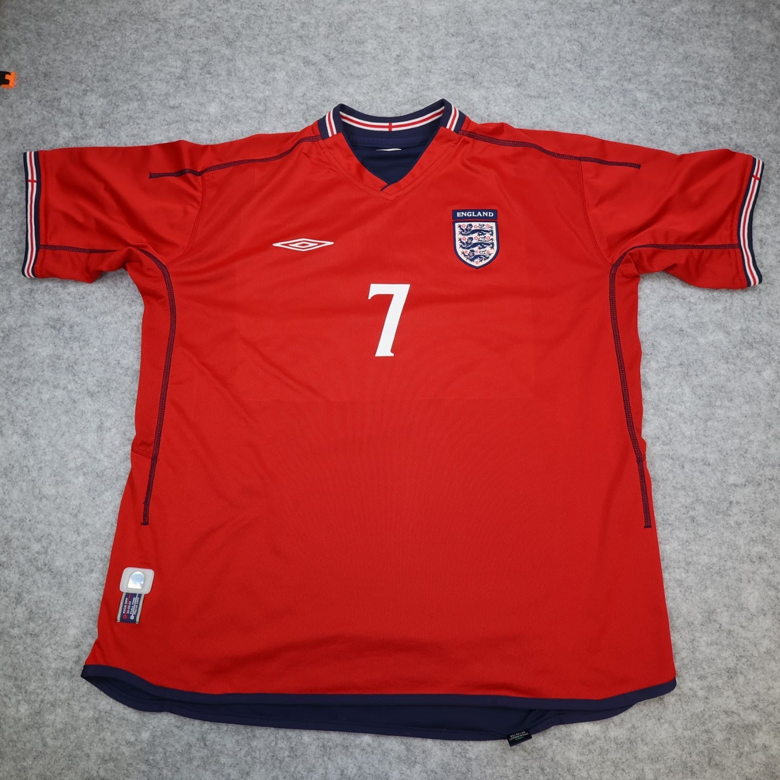England Football Shirt Extra Large Red Away Kit 2002 2004 Jersey David Beckham