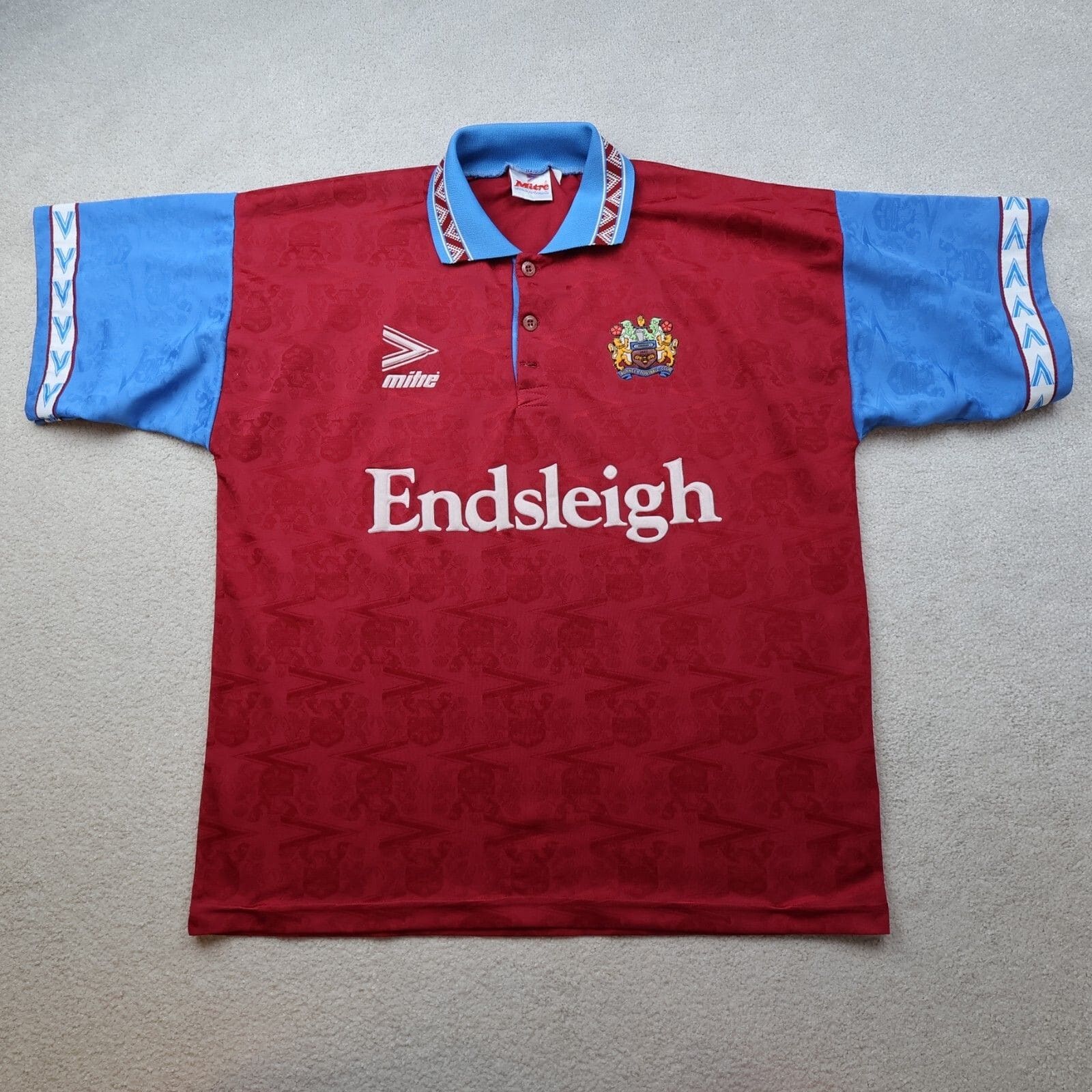 Vintage Burnley Shirt Extra Large Home Kit Mitre 1993 1994 1995 Jersey Endsleigh