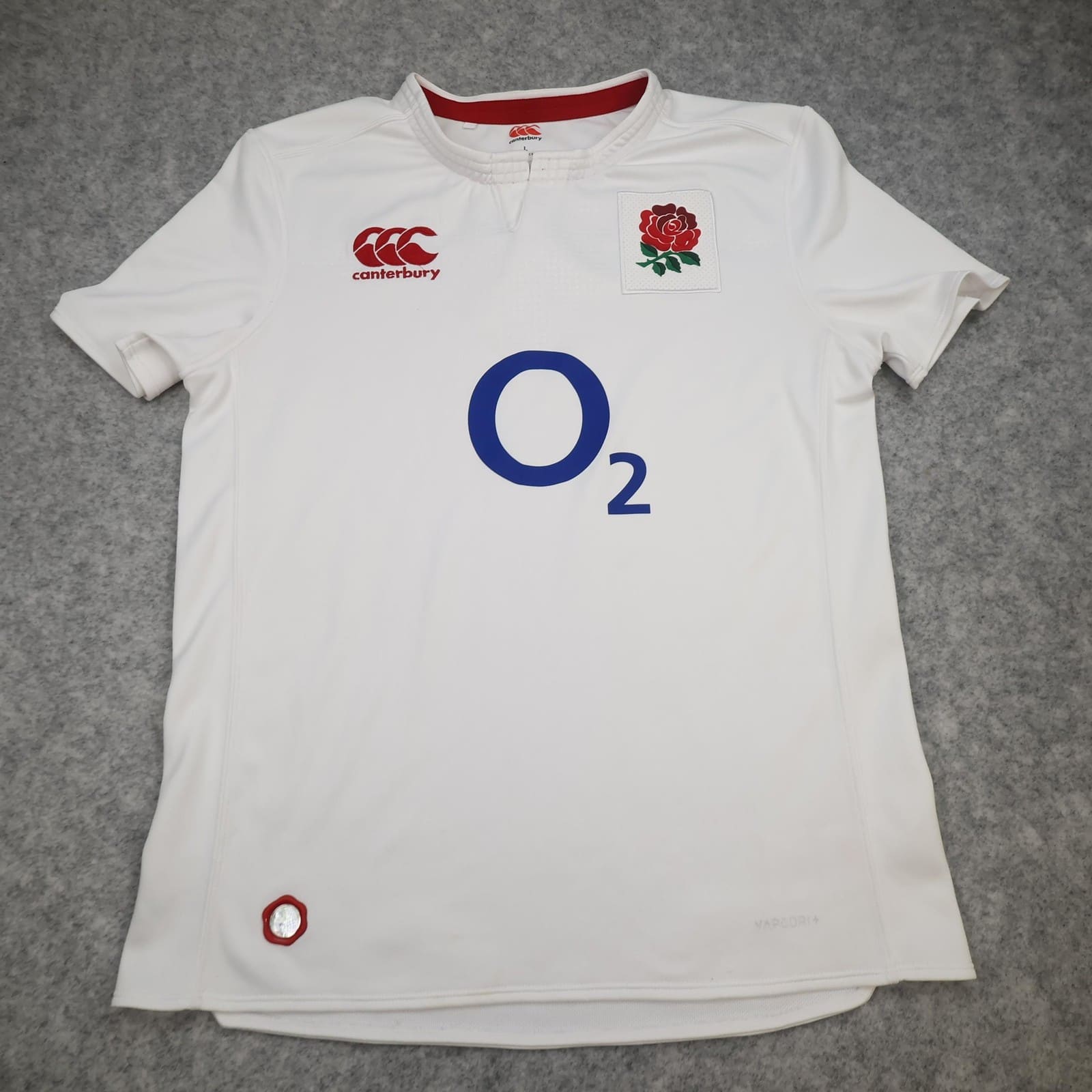 England Rugby Shirt Mens Large White Rugby Union Canterbury O2 Vapodri+ Jersey