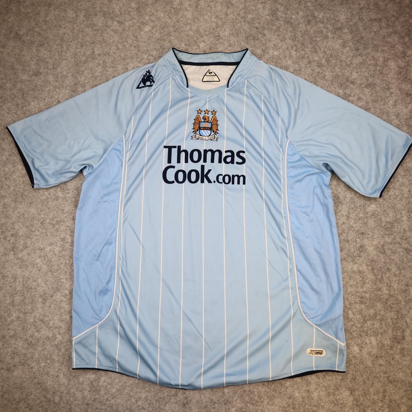 Manchester City Shirt Mens 2XL Blue Home 2007 2008 Le Coq Sportif Thomas Cook