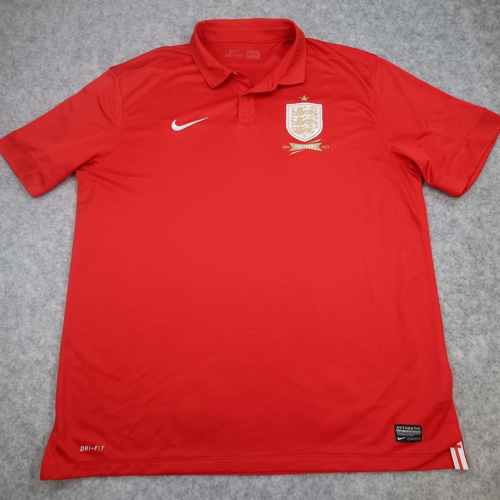 England Away Shirt Mens 2XL Red 2013 150 Years Football Nike Dri Fit Jersey Top