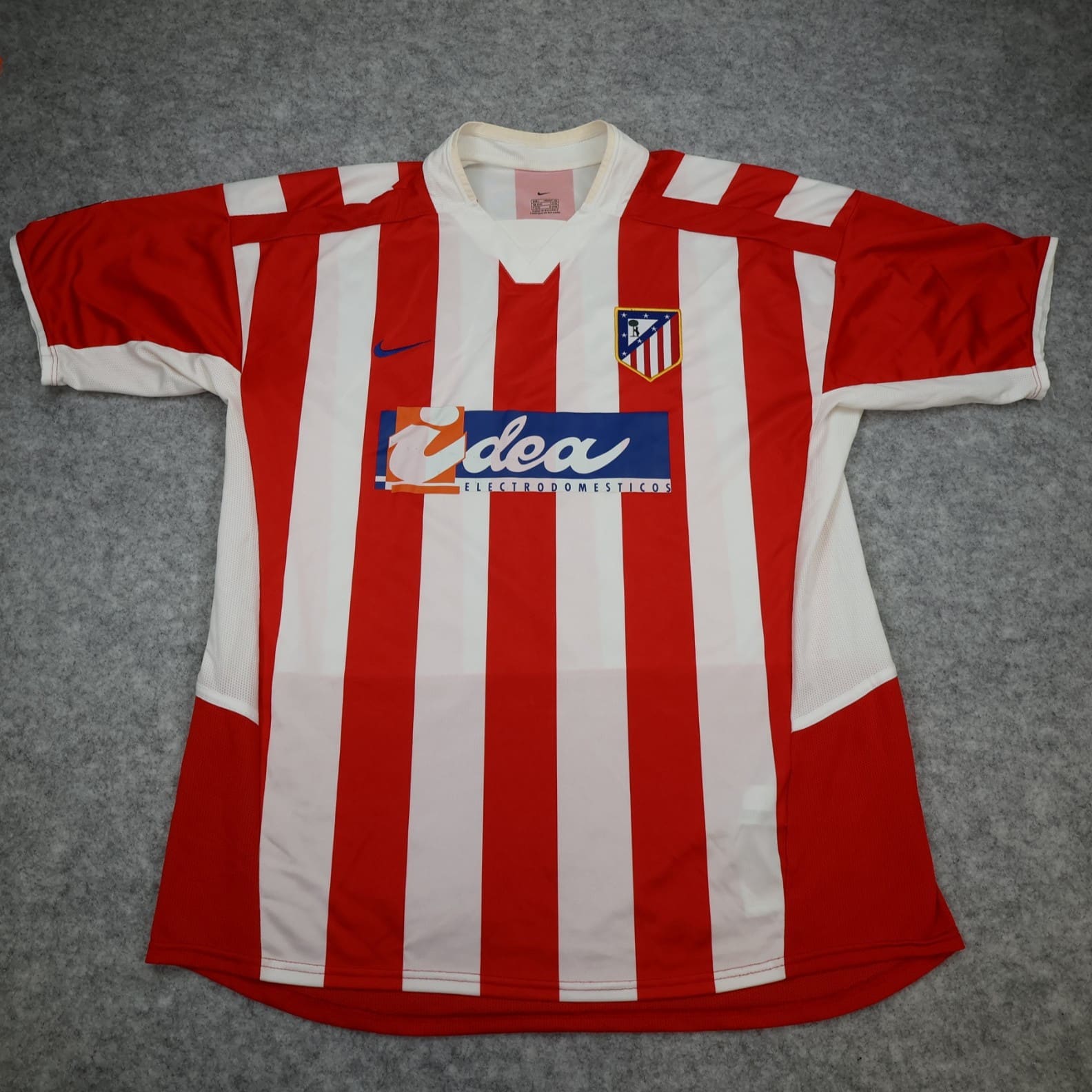 Vintage Atletico Madrid Shirt Large Red Stripe Home Kit 2002 2003 Nike Jersey