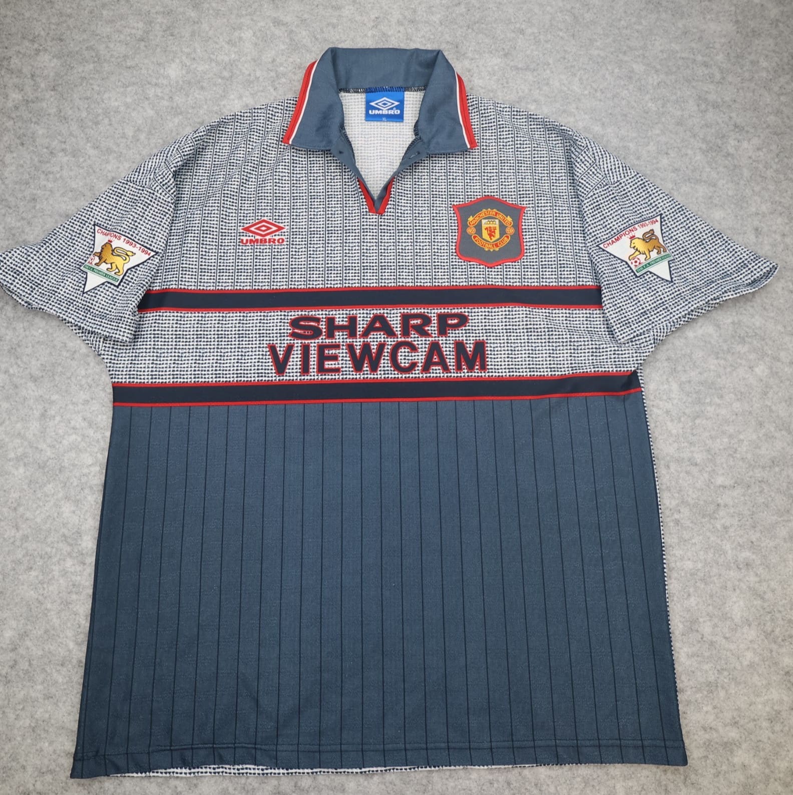 Vintage Manchester United Shirt Extra Large Grey Away 1995 1996 Jersey Cantona 7