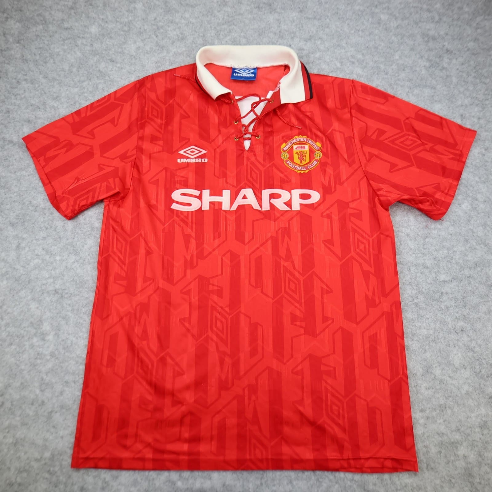 Vintage Manchester United Shirt Large Red Home Kit 1992 1994 Umbro Jersey