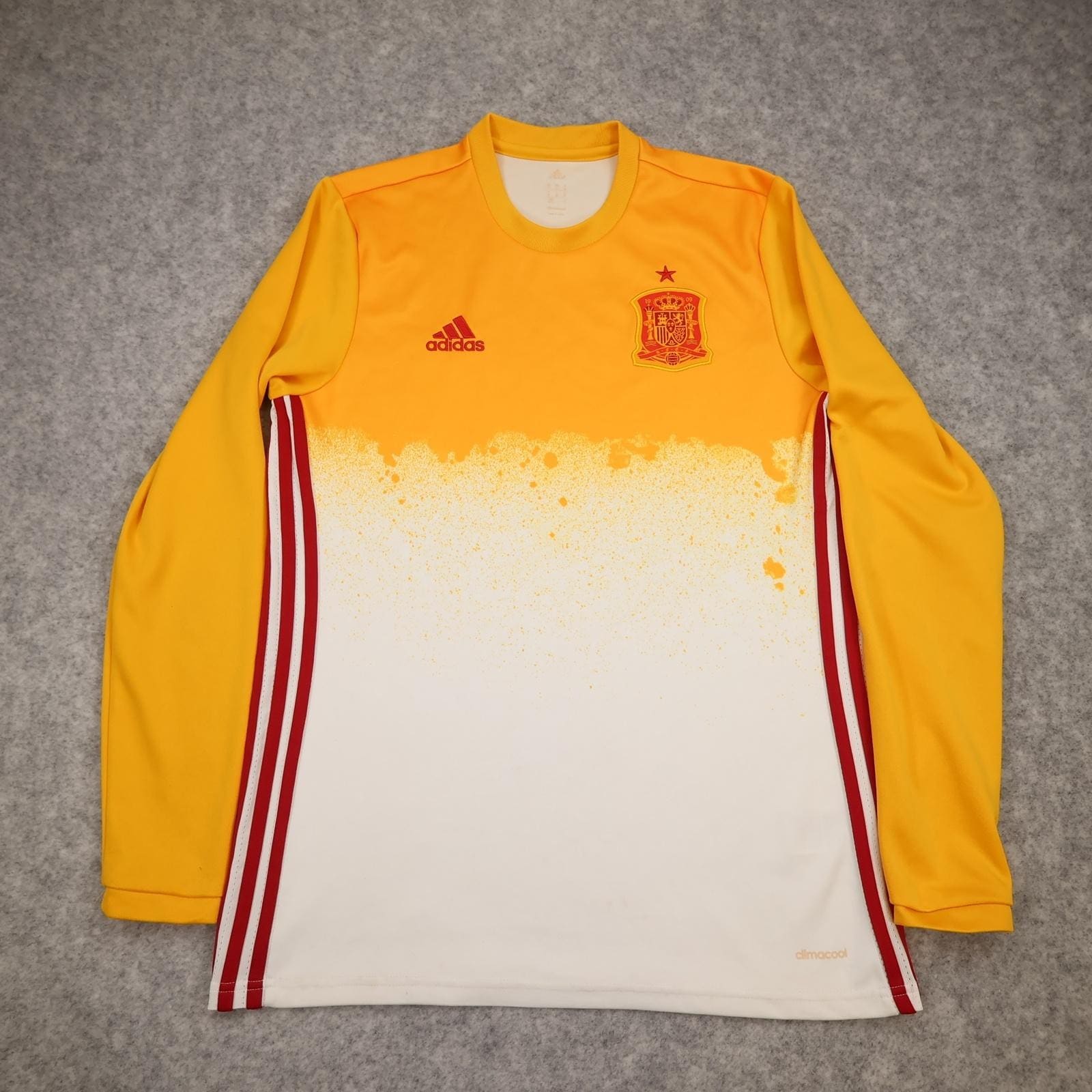 Spain Shirt Mens Medium Yellow Long Sleeve Training Football Adidas Climacool
