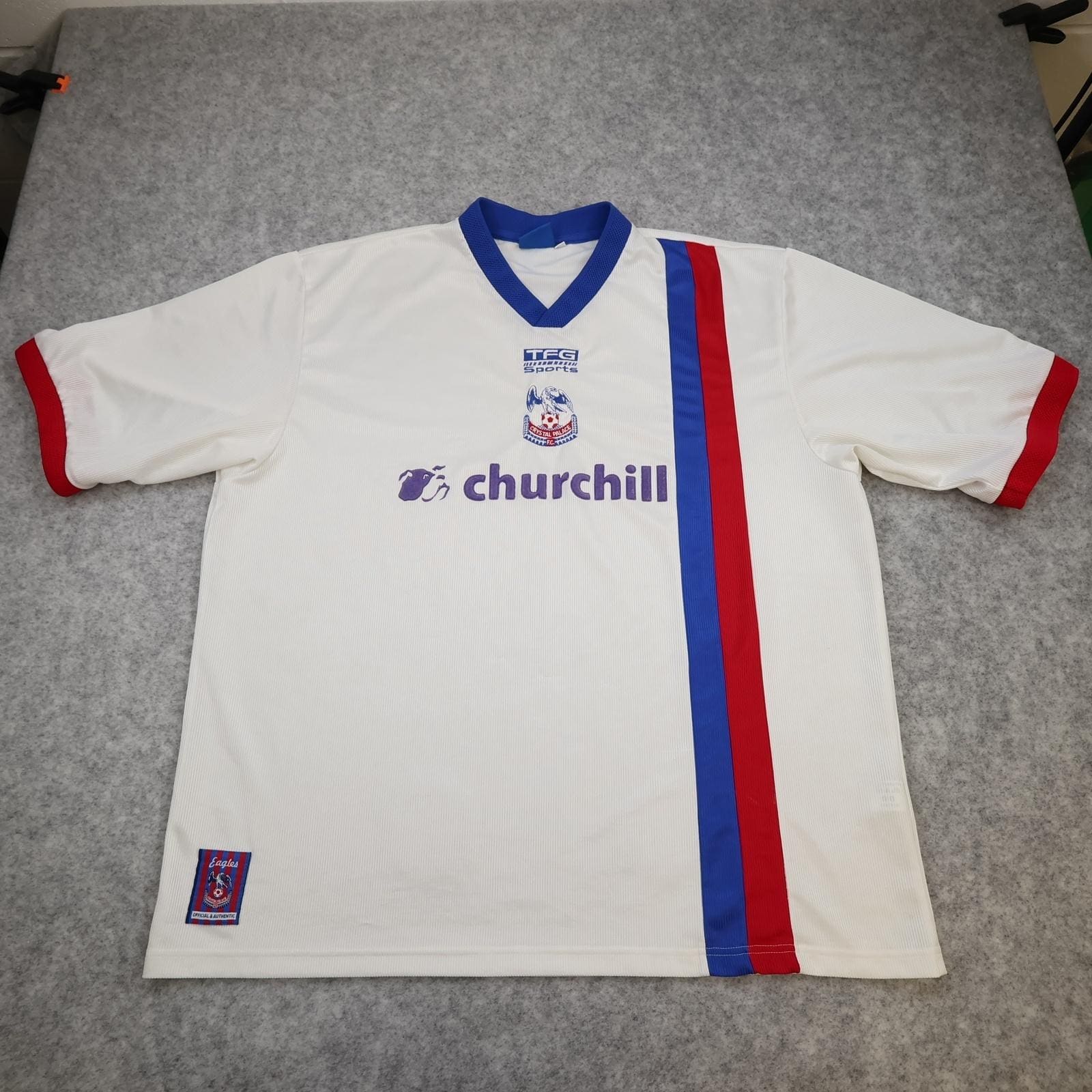 Vintage Crystal Palace Away Shirt Mens 2XL White 1999 2000 TFG Churchill