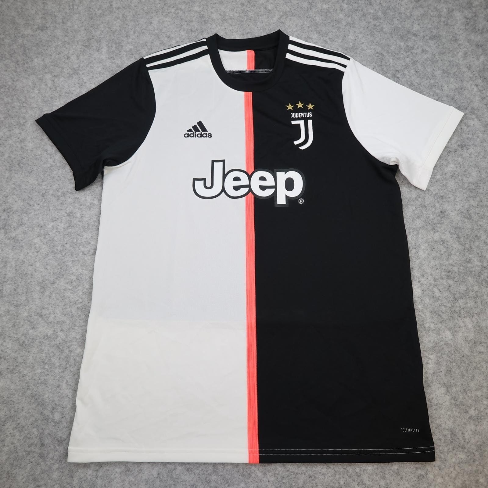 Juventus Shirt Mens Large Black White Home 2019 2020 Football Adidas Jeep
