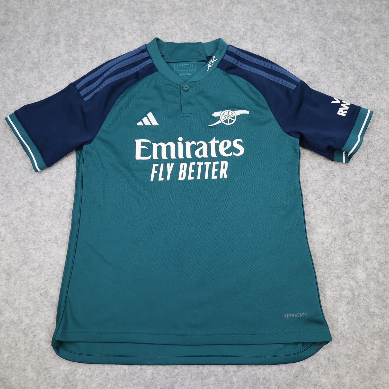 Arsenal Shirt Kids 13-14 Years Green 3rd Kit 2023 2024 Adidas Emirates Jersey