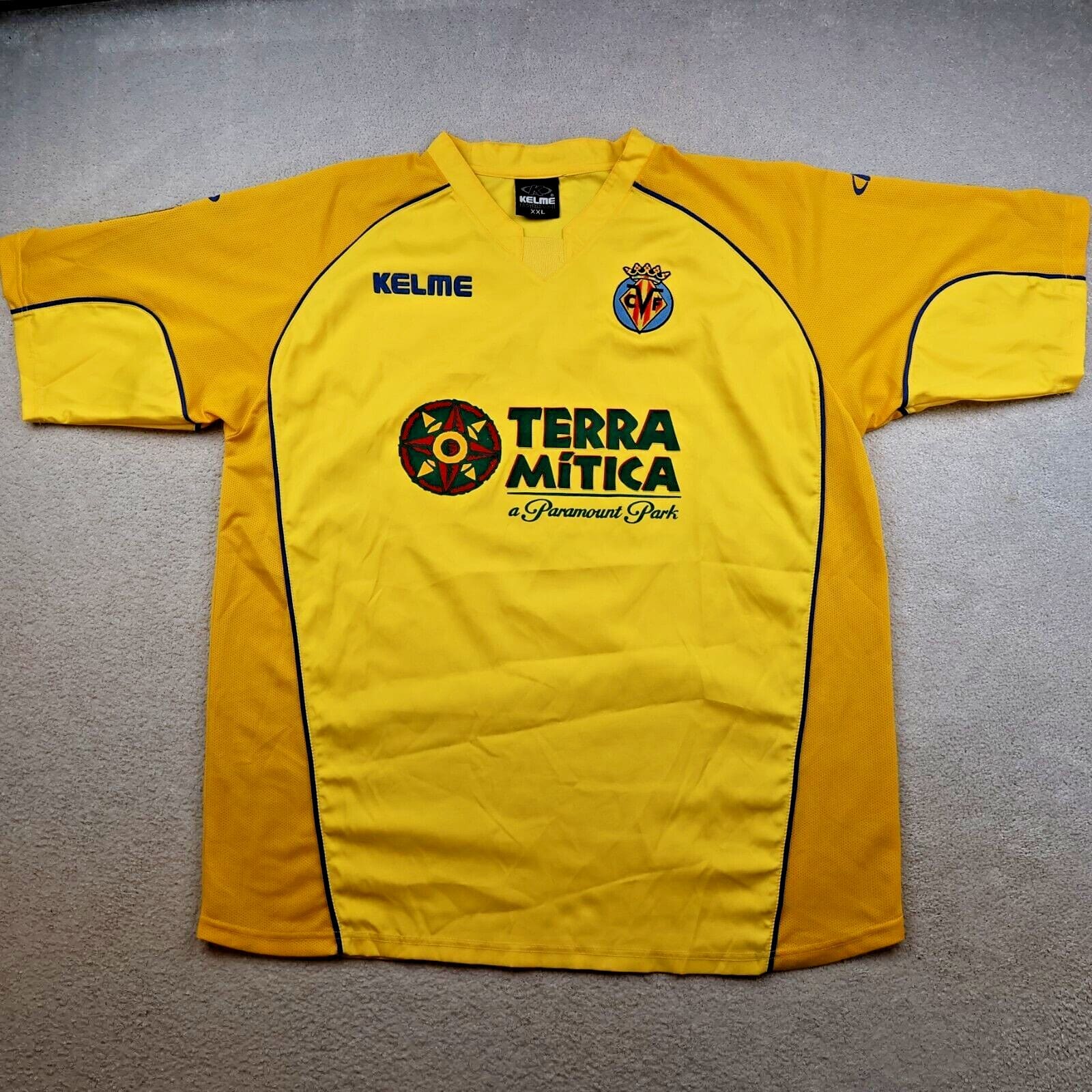 Villarreal Football Shirt 2XL Yellow Home Kit 2003 2004 Kelme Soccer Jersey XXL