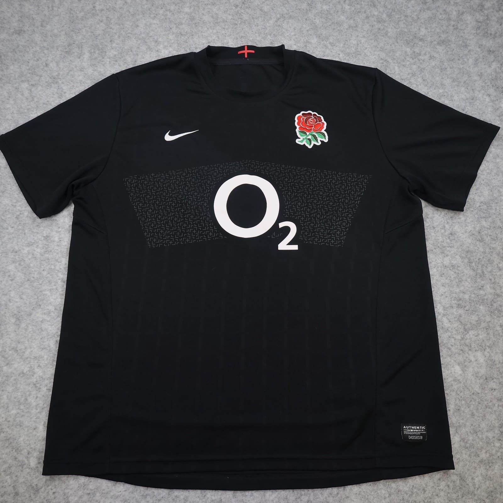 England Rugby Shirt Mens XL Black Rugby Union Nike O2 Authentic Jersey 2011 2012