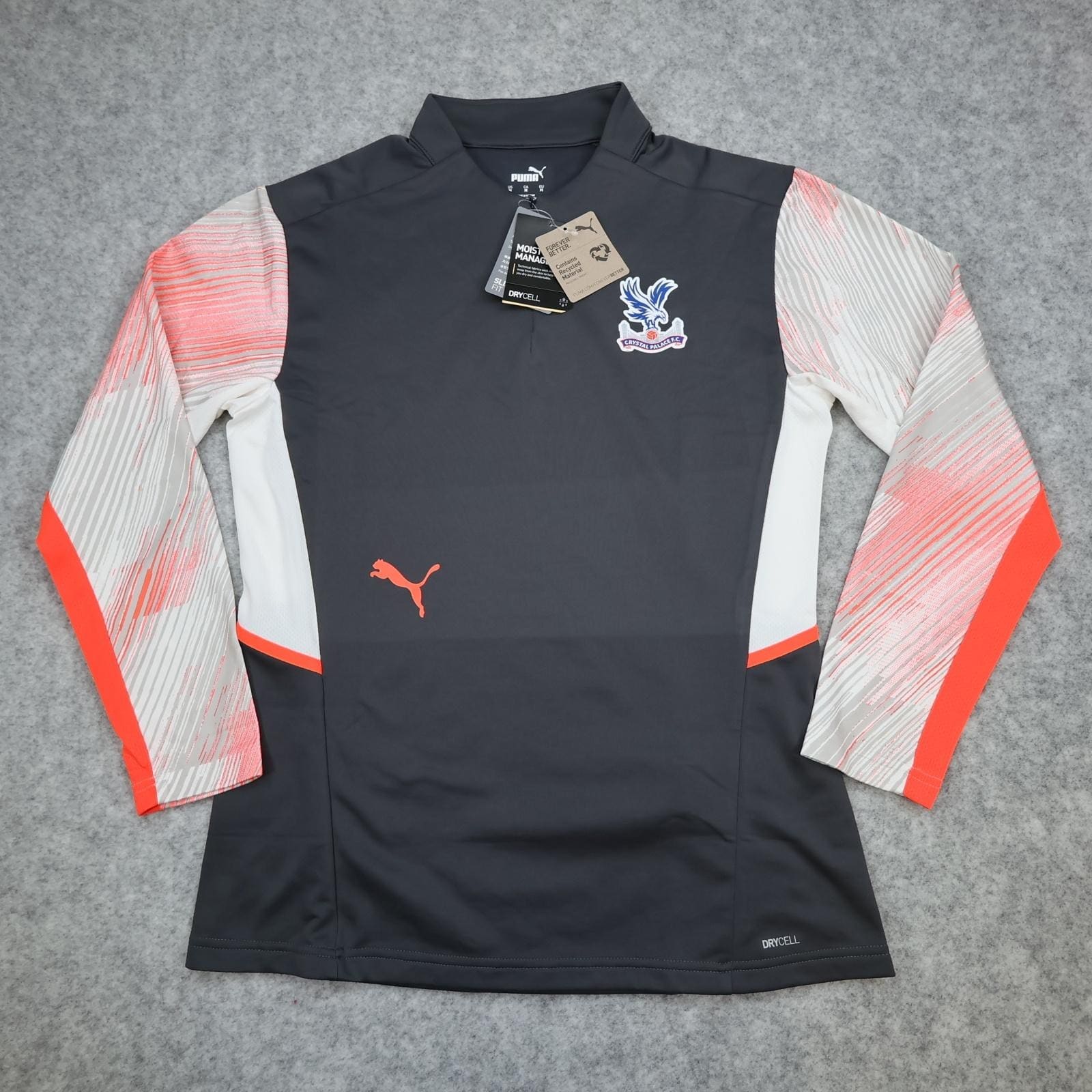 Crystal Palace Training Top Mens Medium Grey EPL Football Puma 2021 2022 1/4 Zip