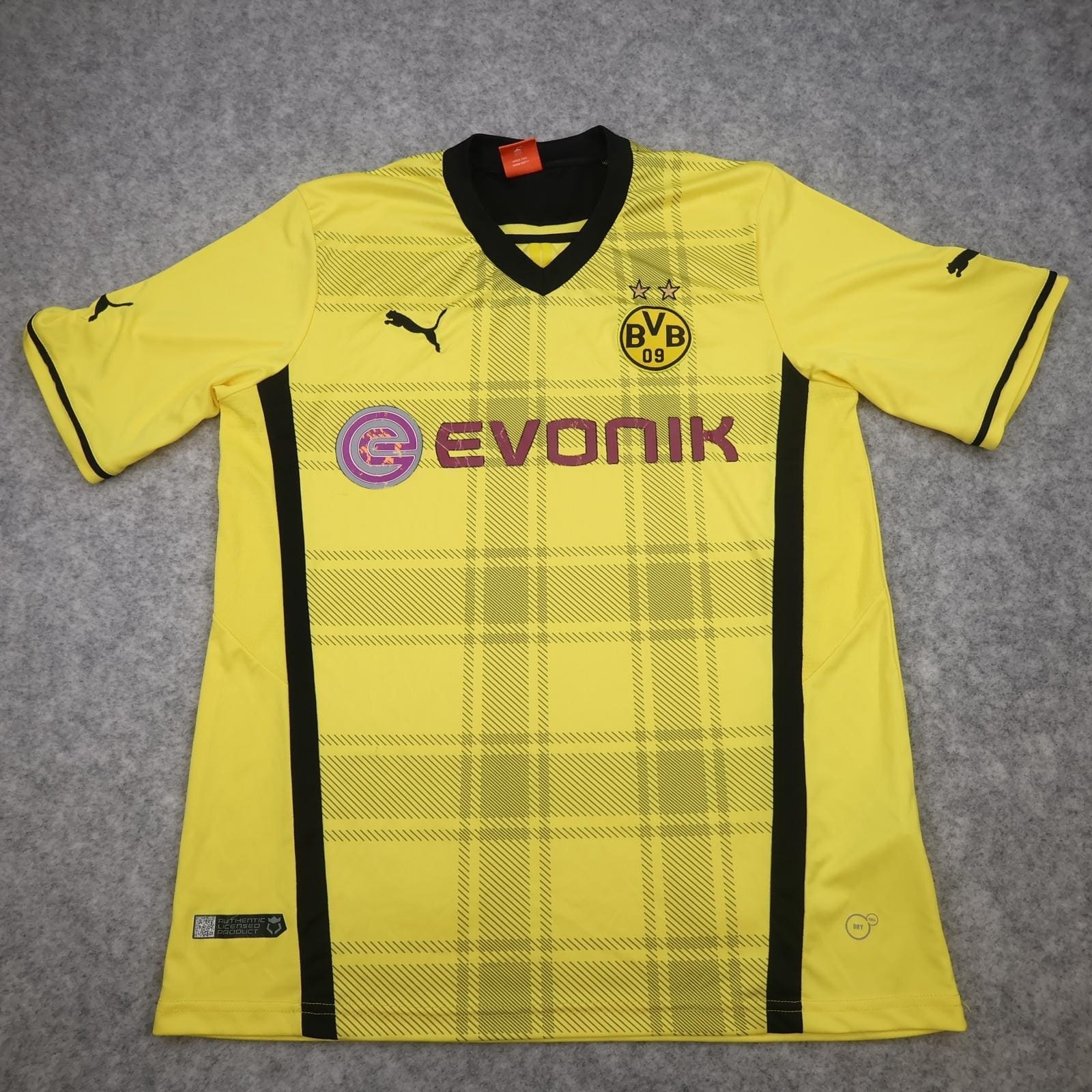 Borussia Dortmund Shirt Mens Large Yellow Home Bundesliga 2013 2014 Puma Evonik