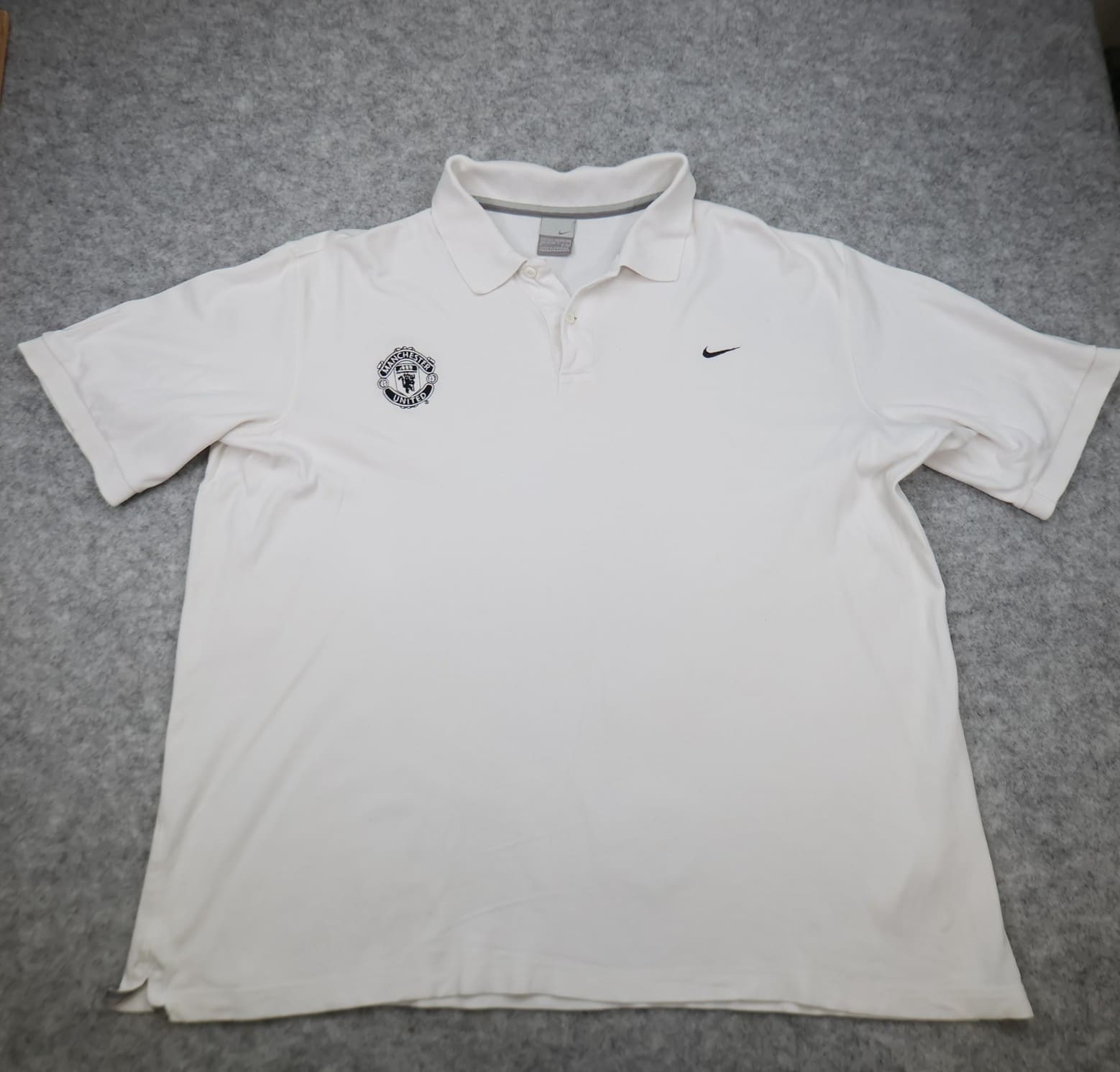 Manchester United Shirt 2XL White Polo Top Nike MUFC T shirt 2000s