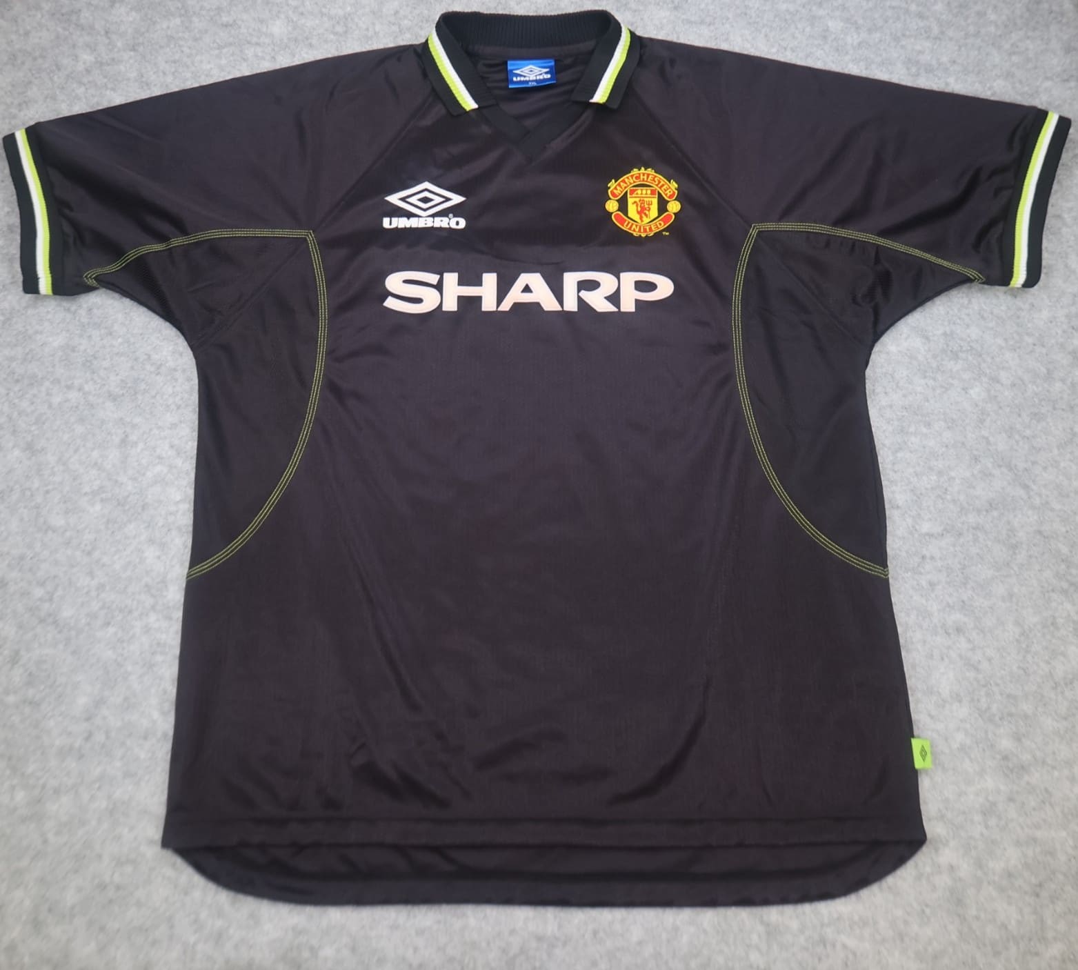 Vintage Manchester United Shirt 2XL Black Third Kit 1998 1999 Umbro Jersey XXL