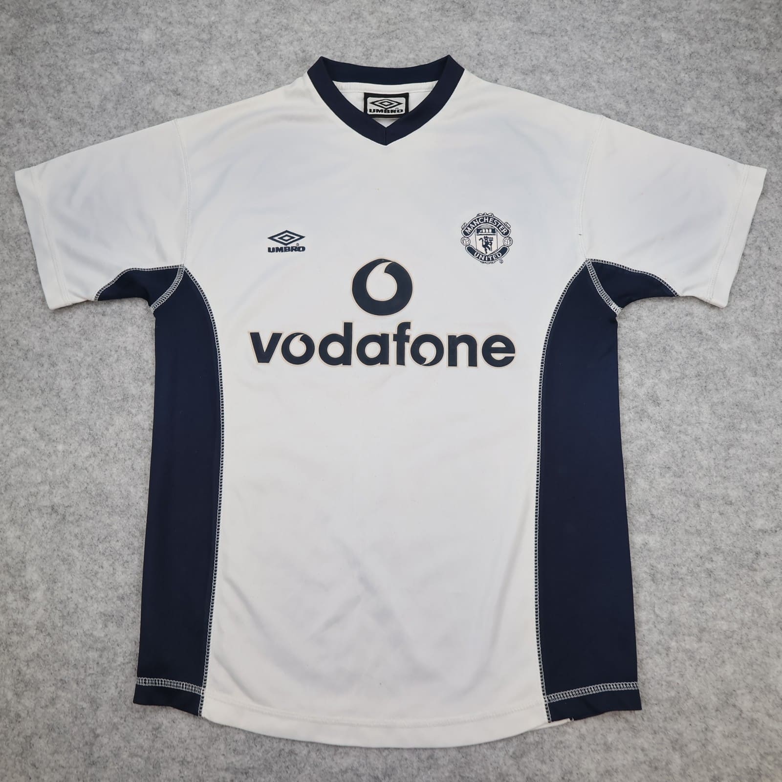 Manchester United Shirt Small Training White Kit 2000 2001 Umbro Jersey