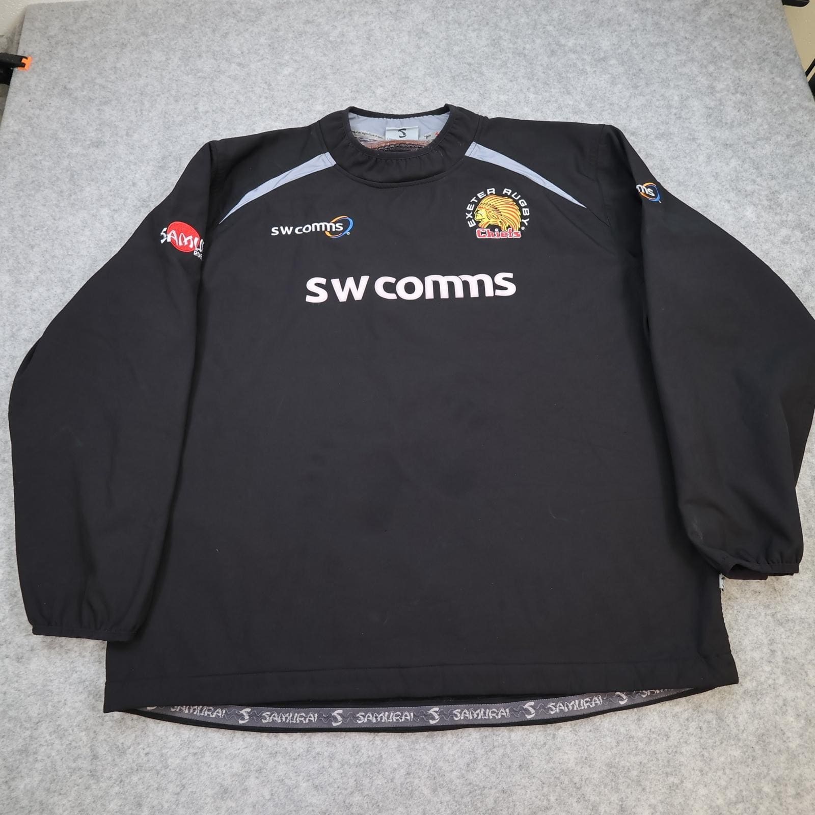 Exeter Chiefs Training Top Mens 3XL Black Rugby Samurai SW Comms Sweatshirt