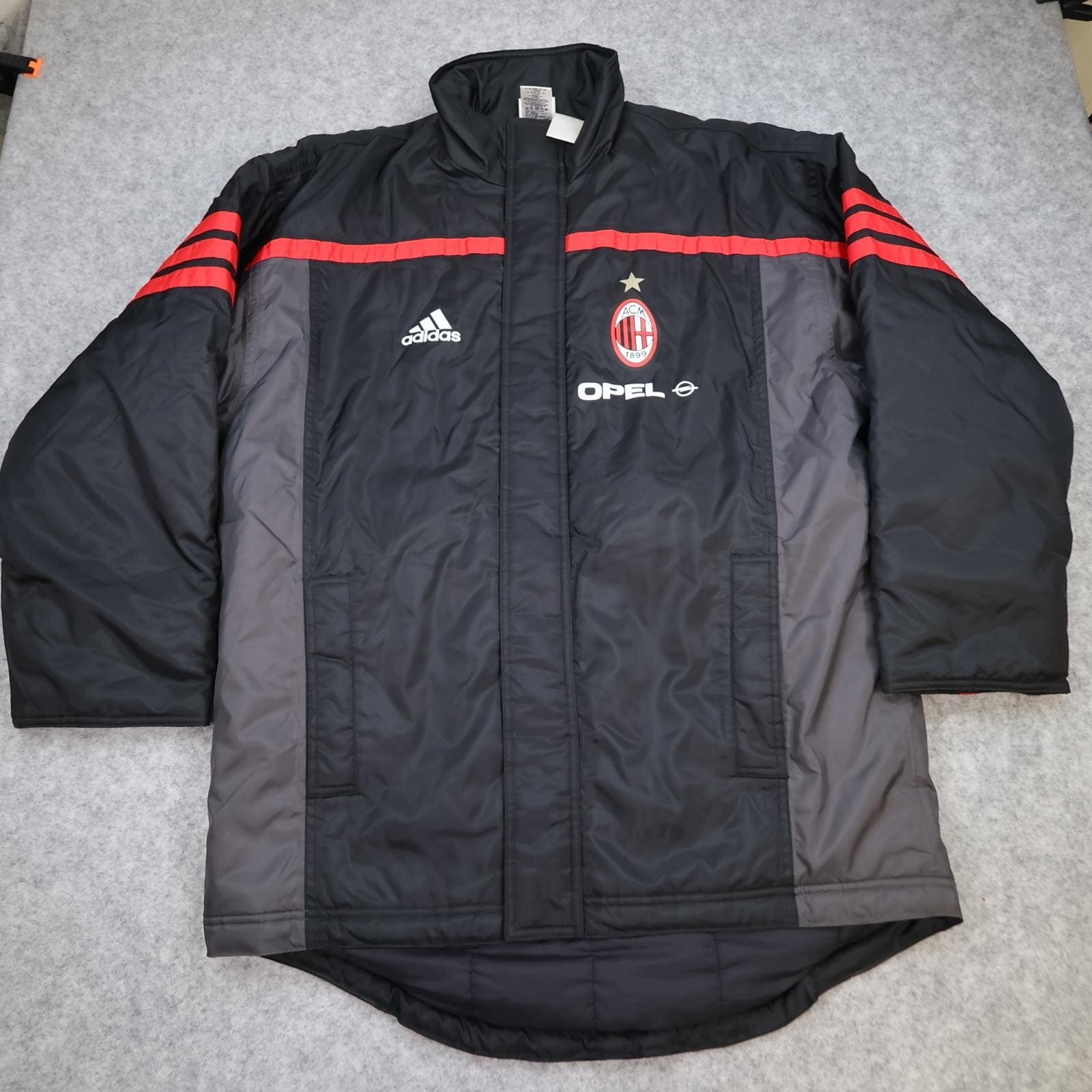 Vintage AC Milan Jacket Mens Medium Black Grey 2000 2001 Adidas Opel Bench Coat