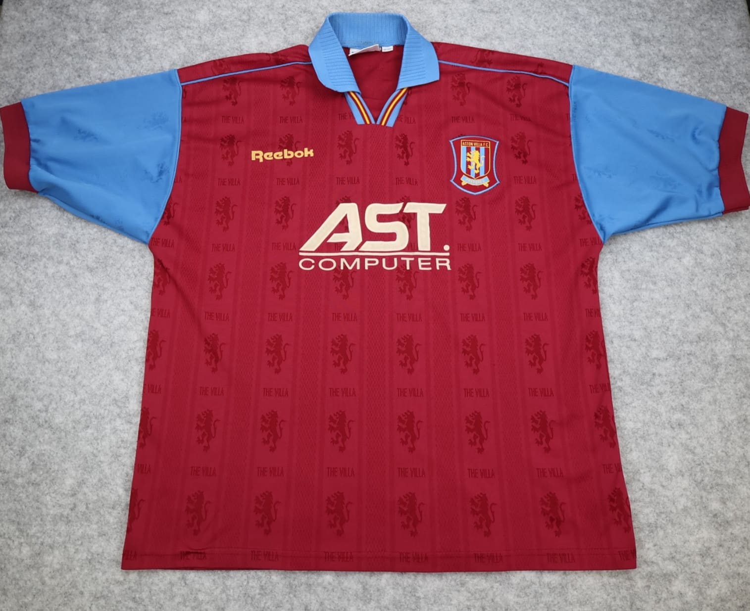 Vintage Aston Villa Shirt 2XL Burgundy Home Kit 1995 1997 Reebok Jersey 46" 48"