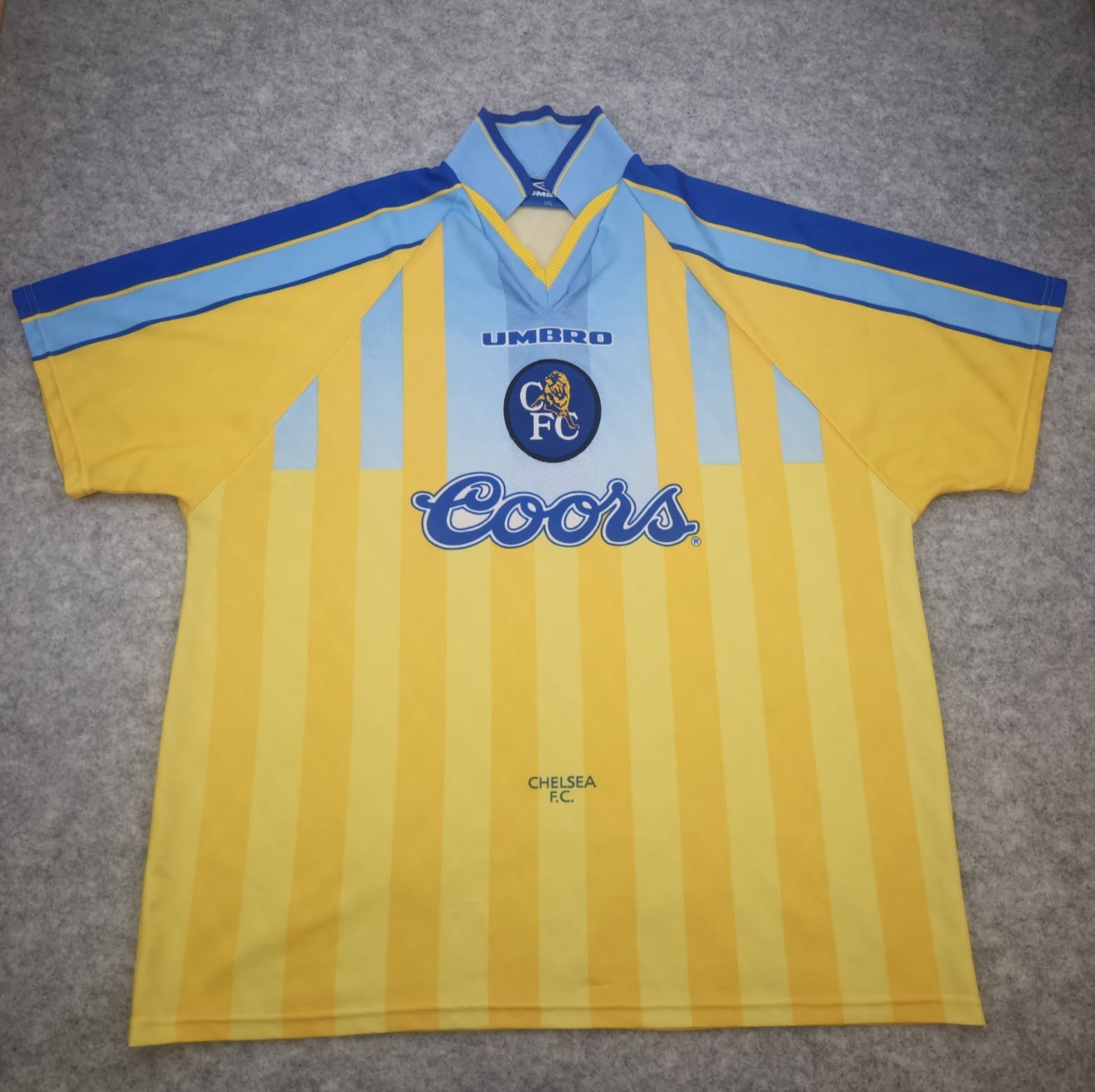 Vintage Chelsea Shirt 2XL Yellow Away Kit 1996 1997 Coors Soccer Jersey XXL