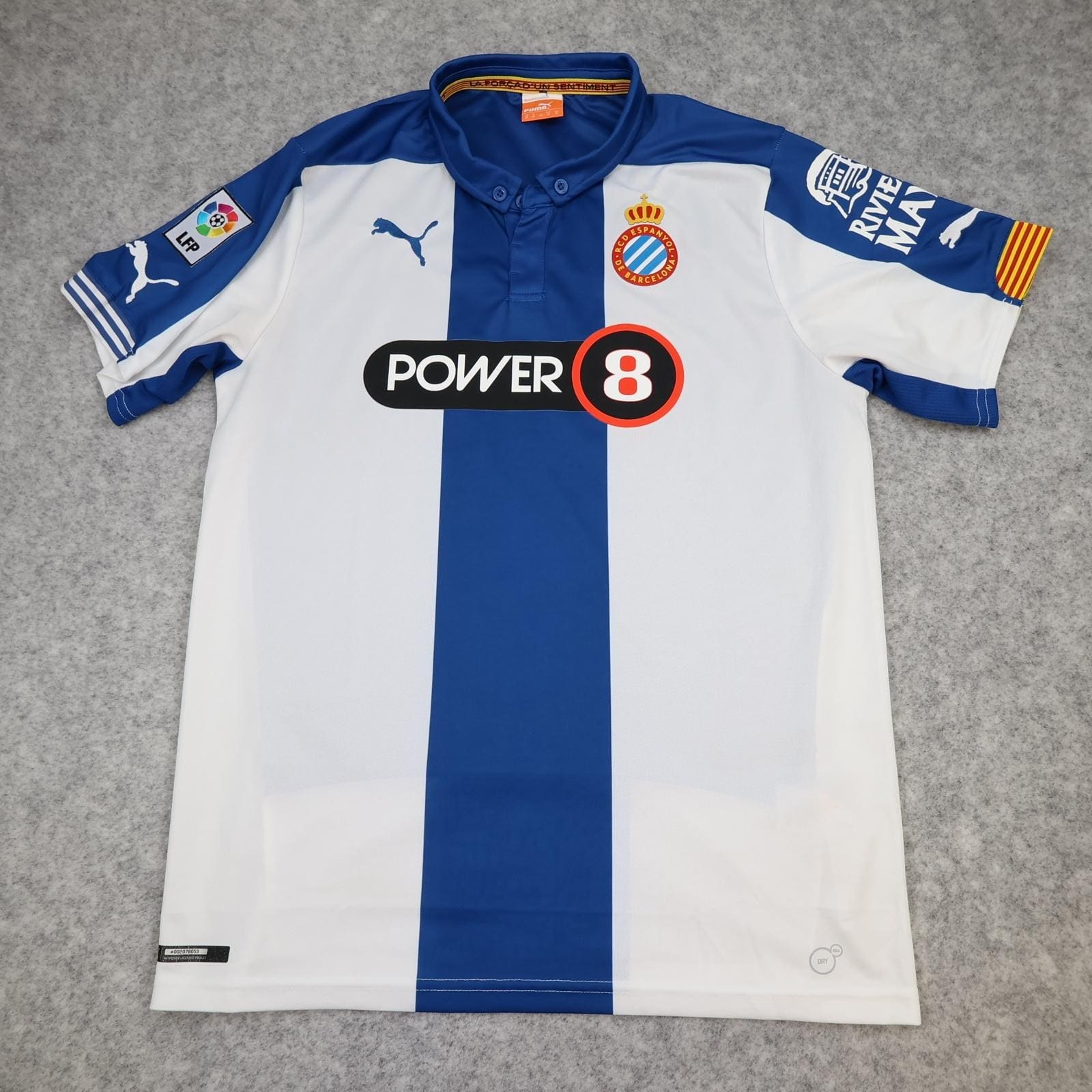 Espanyol Shirt Mens Medium White Home 2014 2015 La Liga Puma Soccer Jersey